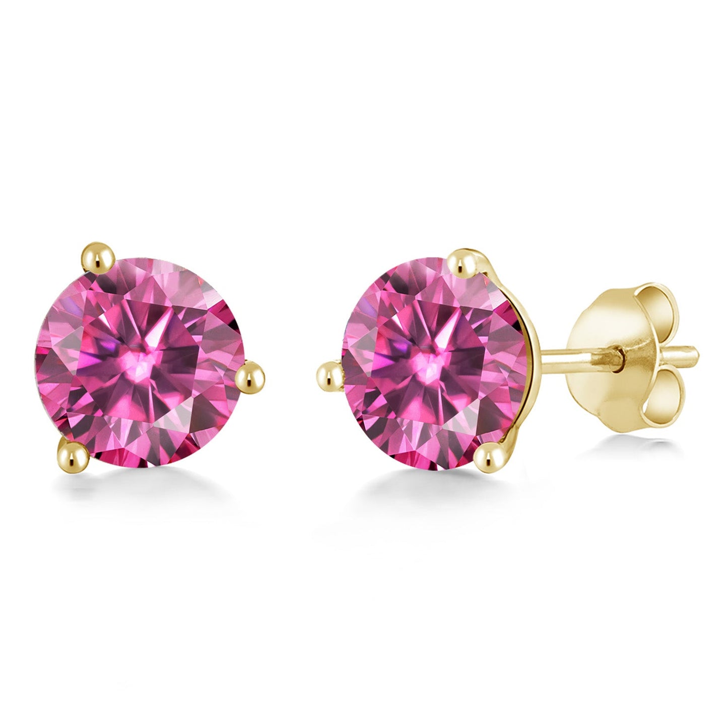 14K Gold 6MM Round Gemstone Birthstone Martini 3 Prong Stud Earrings | Gold Earrings For Women Men