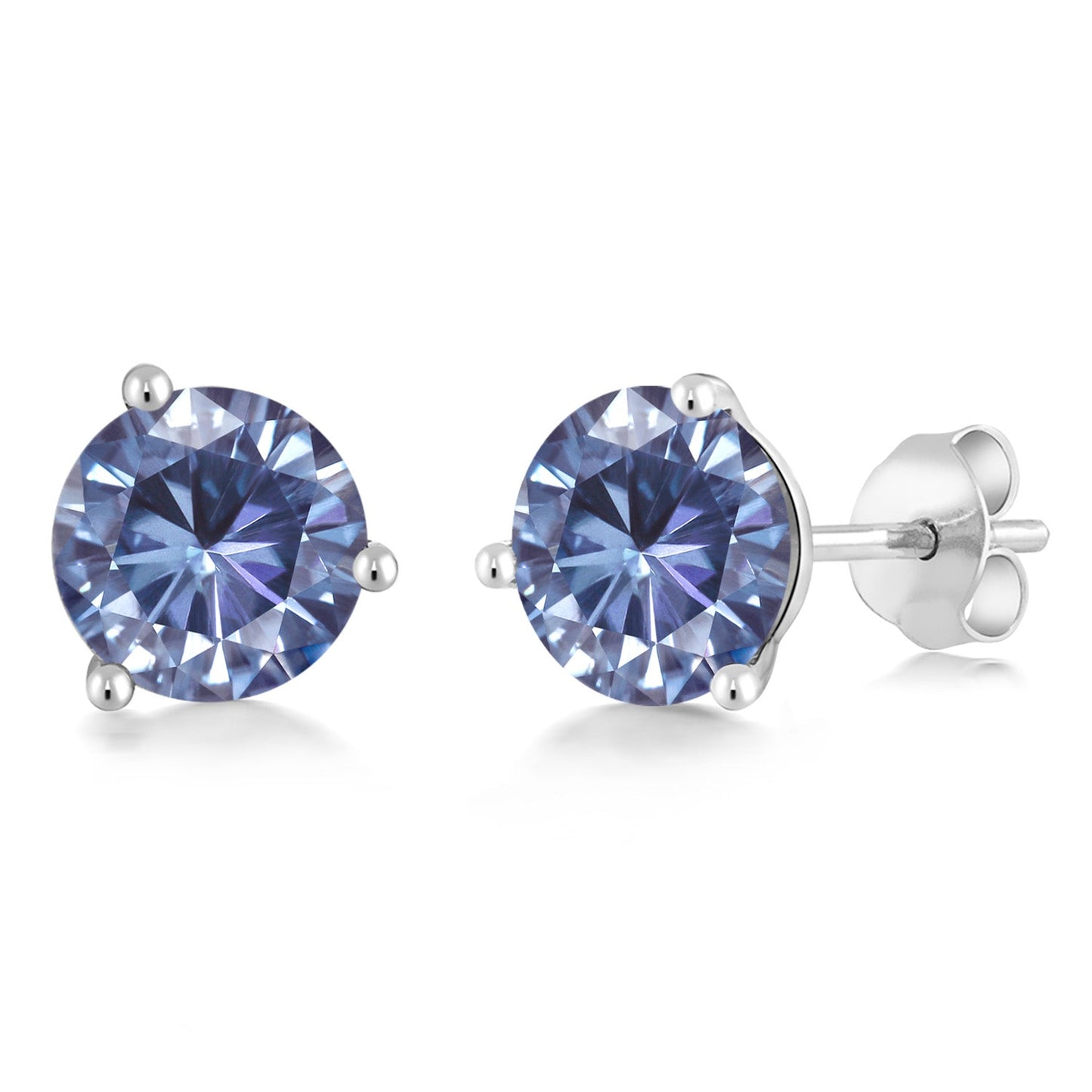 14K Gold 6MM Round Gemstone Birthstone Martini 3 Prong Stud Earrings | Gold Earrings For Women Men