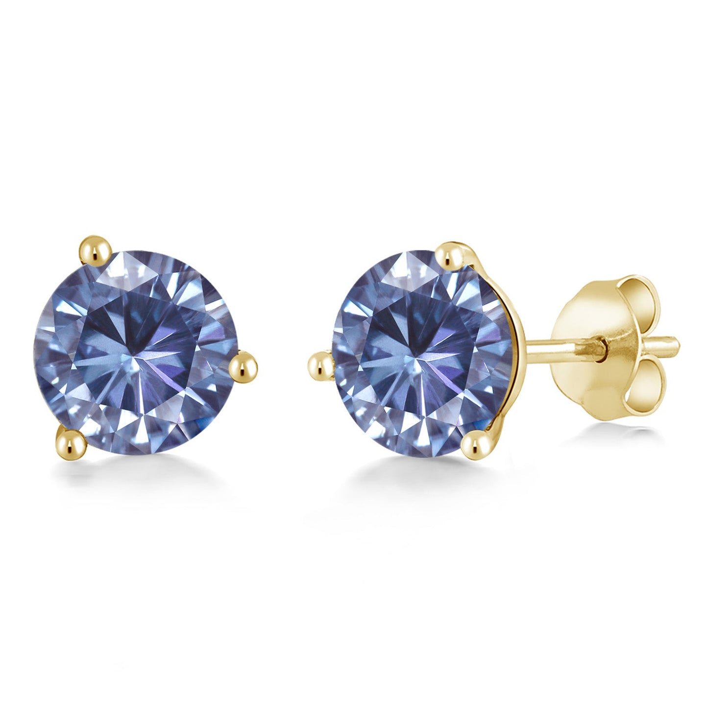 14K Gold 6MM Round Gemstone Birthstone Martini 3 Prong Stud Earrings | Gold Earrings For Women Men