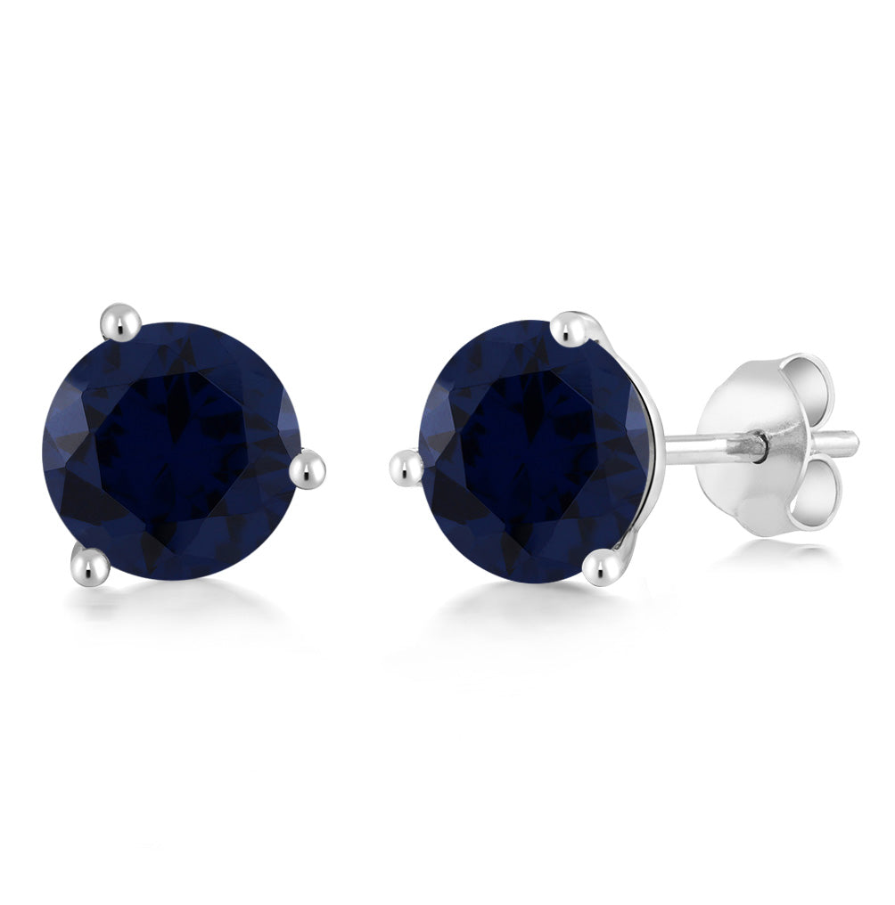 14K Gold 6MM Round Gemstone Birthstone Martini 3 Prong Stud Earrings | Gold Earrings For Women Men