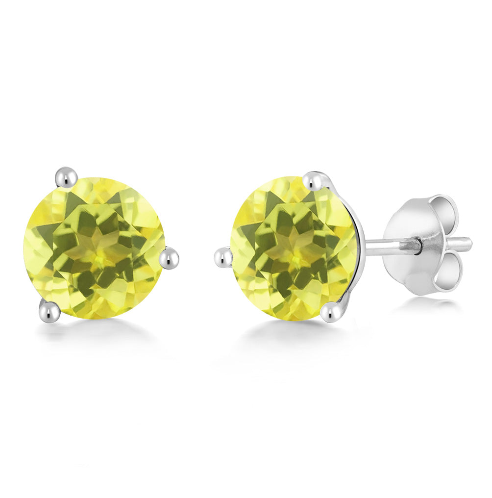 14K Gold 6MM Round Gemstone Birthstone Martini 3 Prong Stud Earrings | Gold Earrings For Women Men