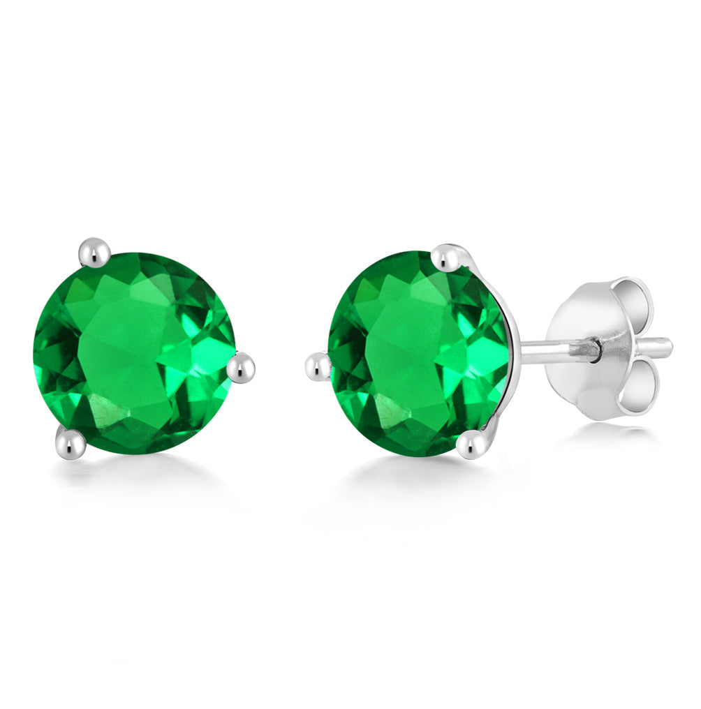 14K Gold 6MM Round Gemstone Birthstone Martini 3 Prong Stud Earrings | Gold Earrings For Women Men