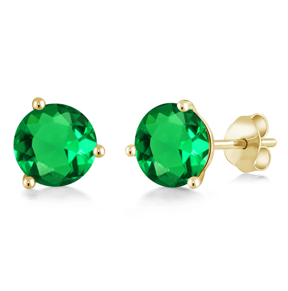 14K Gold 6MM Round Gemstone Birthstone Martini 3 Prong Stud Earrings | Gold Earrings For Women Men