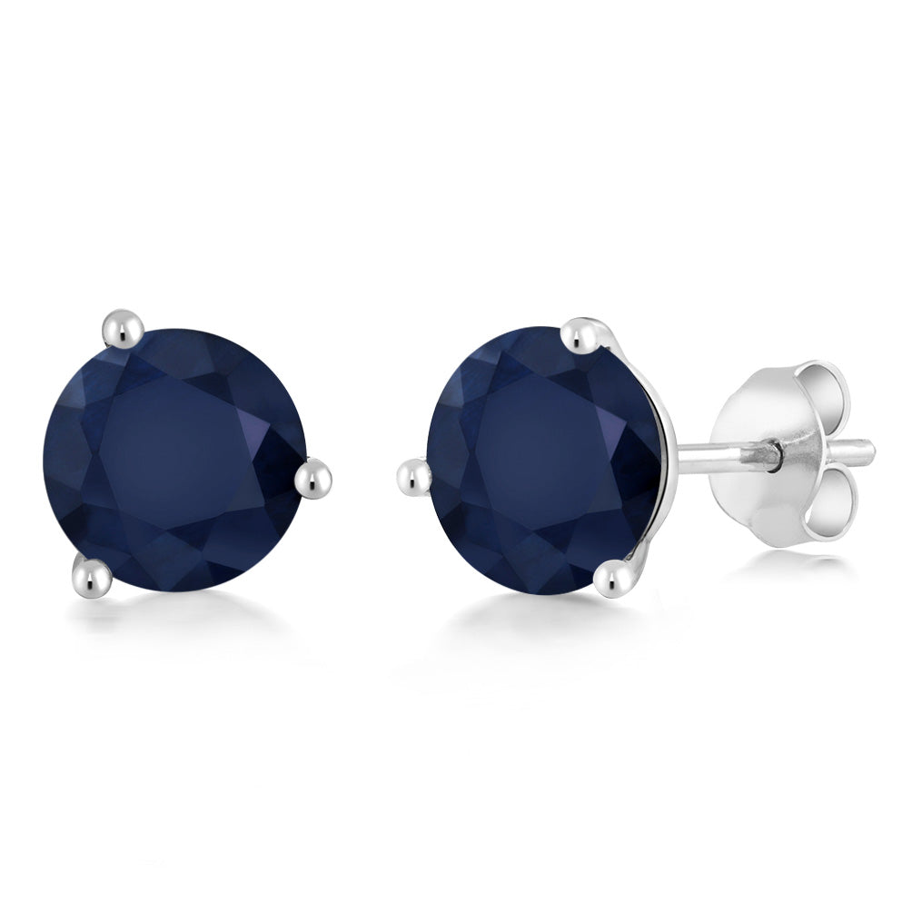 14K Gold 6MM Round Gemstone Birthstone Martini 3 Prong Stud Earrings | Gold Earrings For Women Men