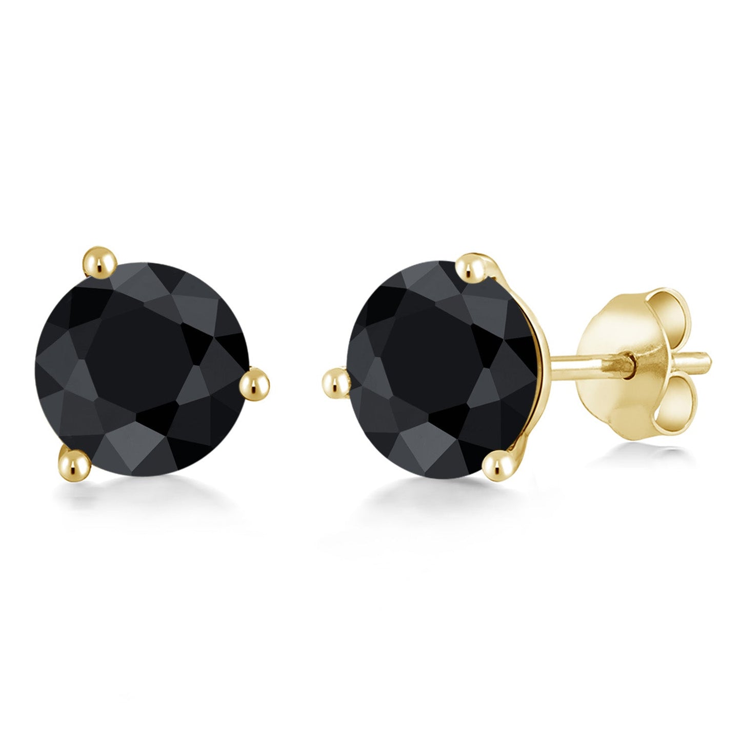 14K Gold 6MM Round Gemstone Birthstone Martini 3 Prong Stud Earrings | Gold Earrings For Women Men
