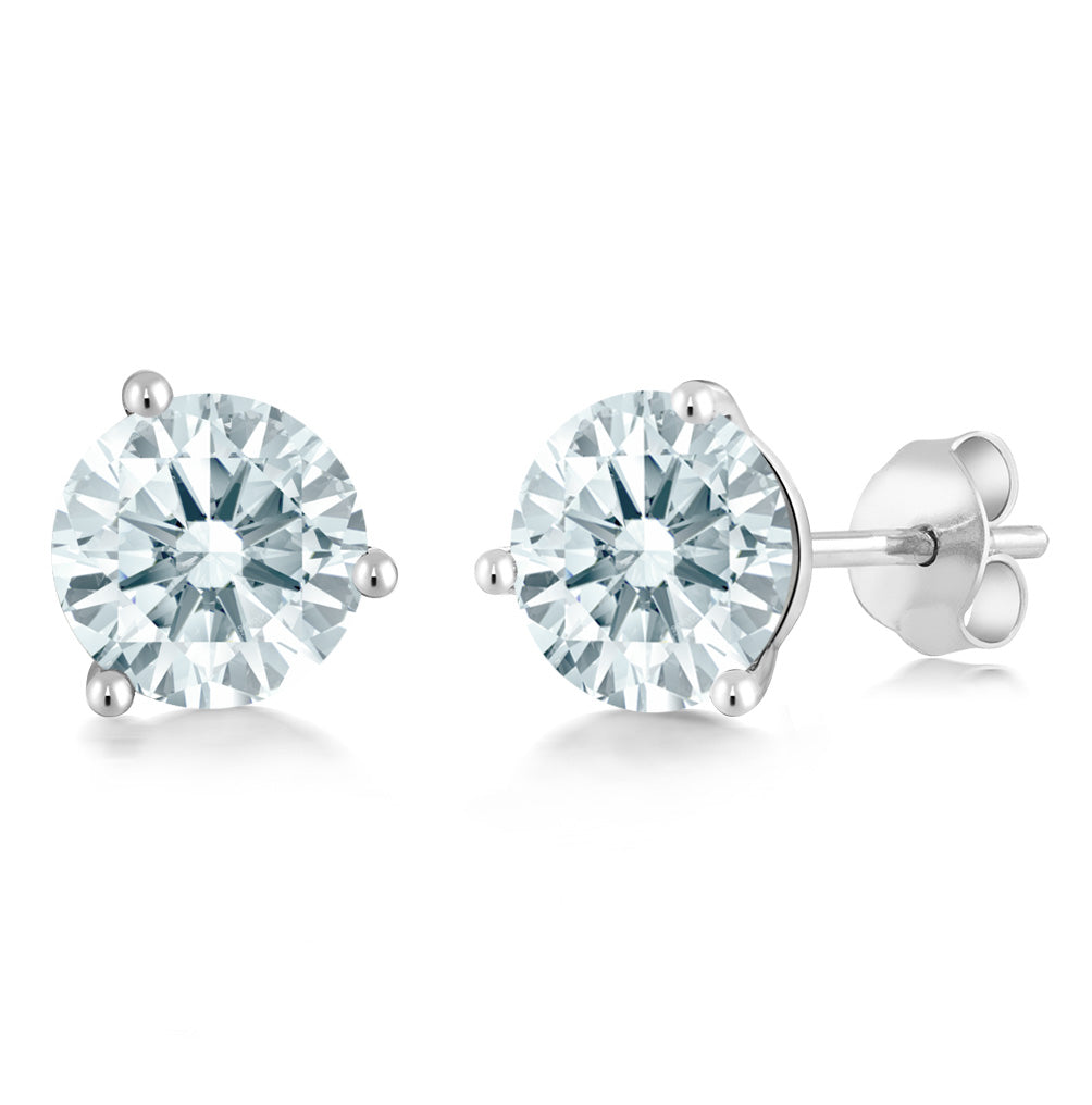 14K Gold 6MM Round Gemstone Birthstone Martini 3 Prong Stud Earrings | Gold Earrings For Women Men