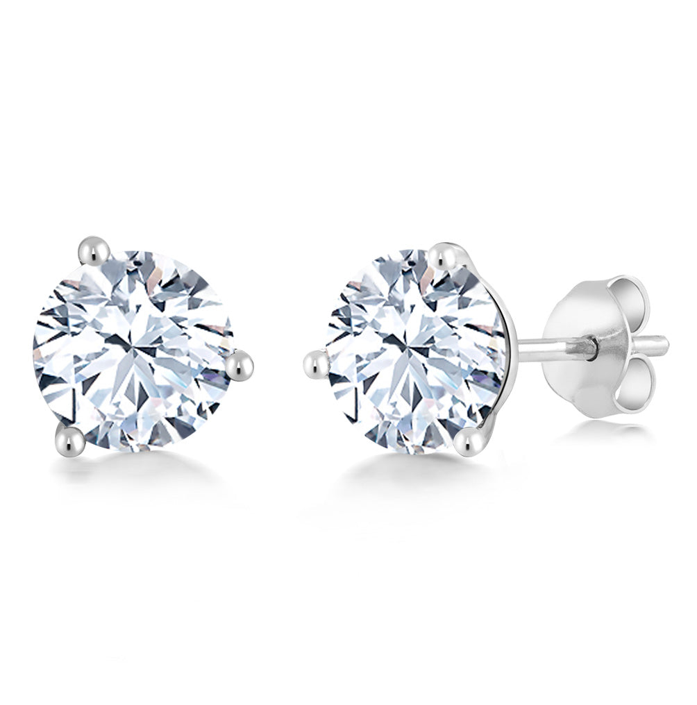 14K Gold 6MM Round Gemstone Birthstone Martini 3 Prong Stud Earrings | Gold Earrings For Women Men