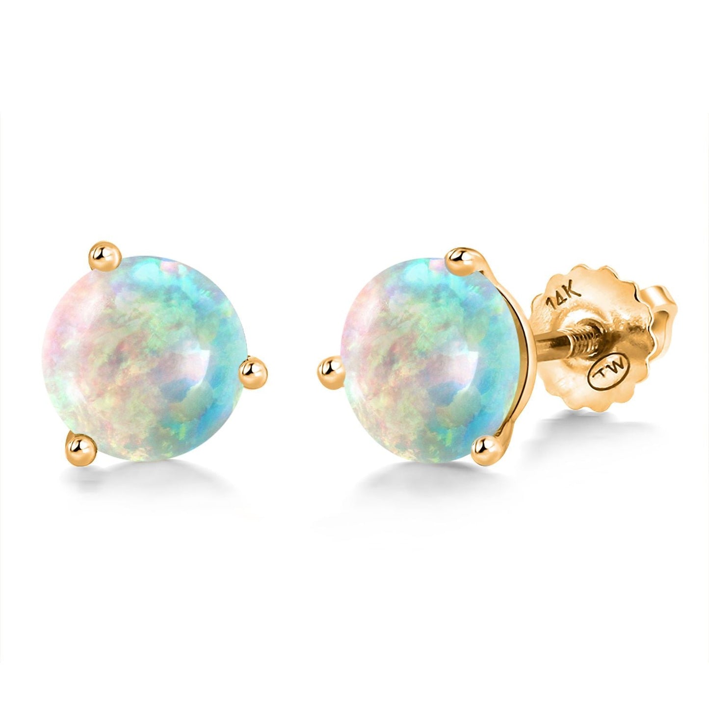 14K Yellow Gold Martini Earrings | 3 Prong Screw Back Stud Earrings For Women Men | Round 6MM | Gemstone Birthstone | Gold Earrings For Women Men