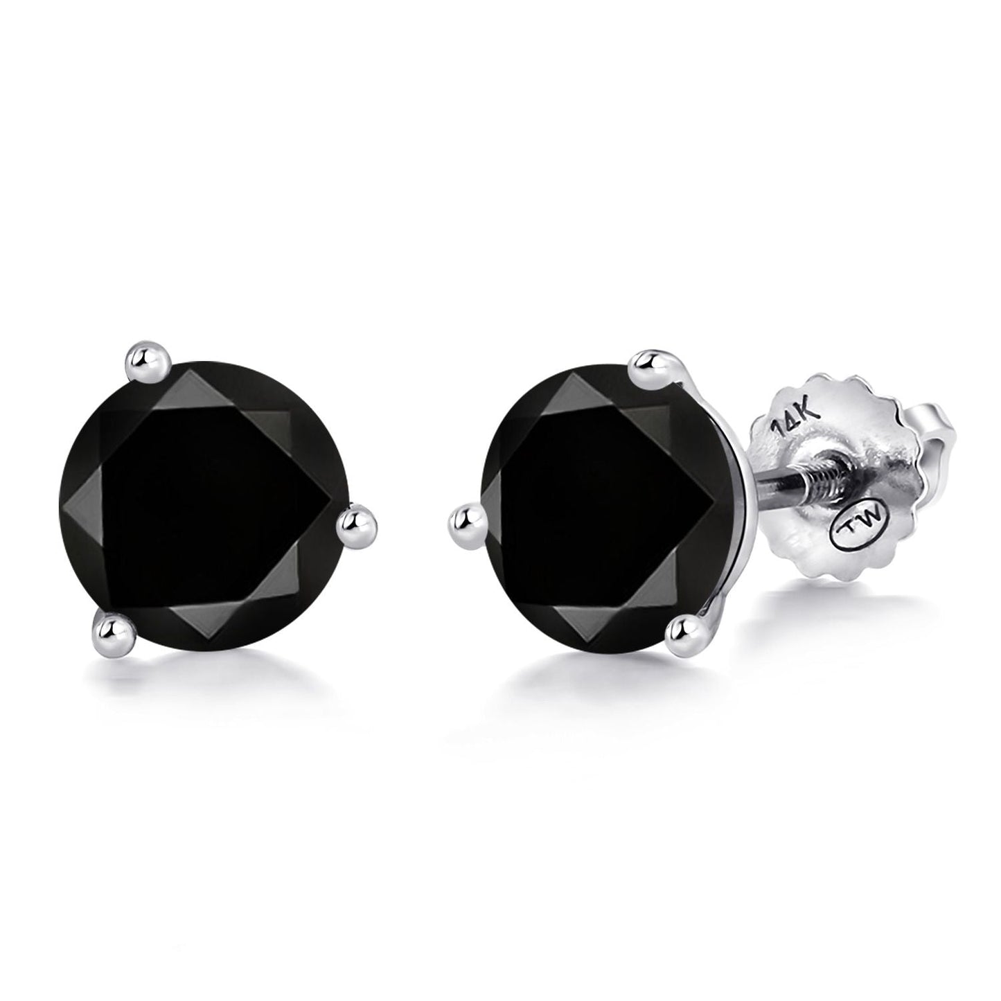 14K White Gold Martini Earrings | 3 Prong Screw Back Stud Earrings For Women Men | Round 6MM | Gemstone Birthstone | White Gold Earrings For Women Men