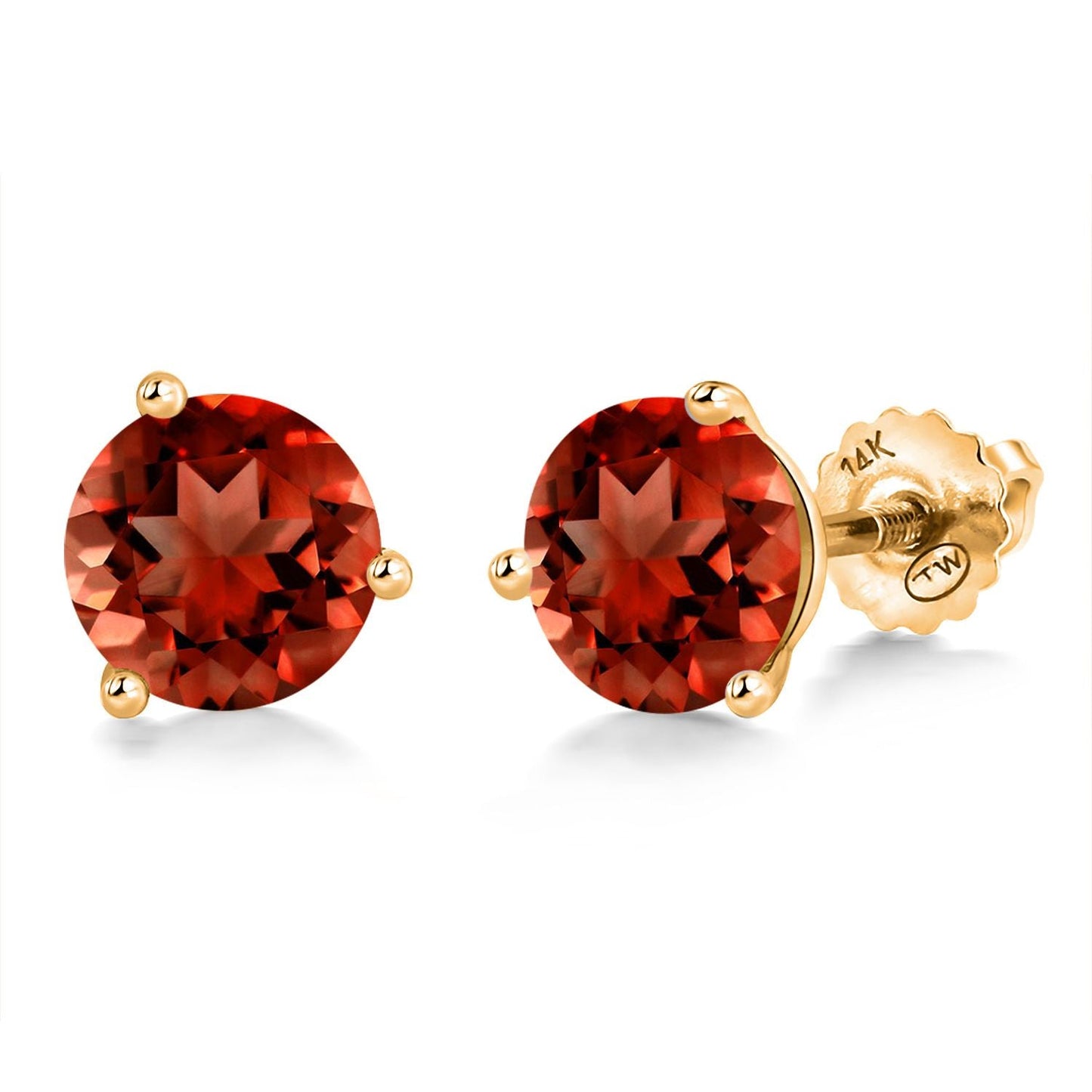 14K Yellow Gold Martini Earrings | 3 Prong Screw Back Stud Earrings For Women Men | Round 6MM | Gemstone Birthstone | Gold Earrings For Women Men