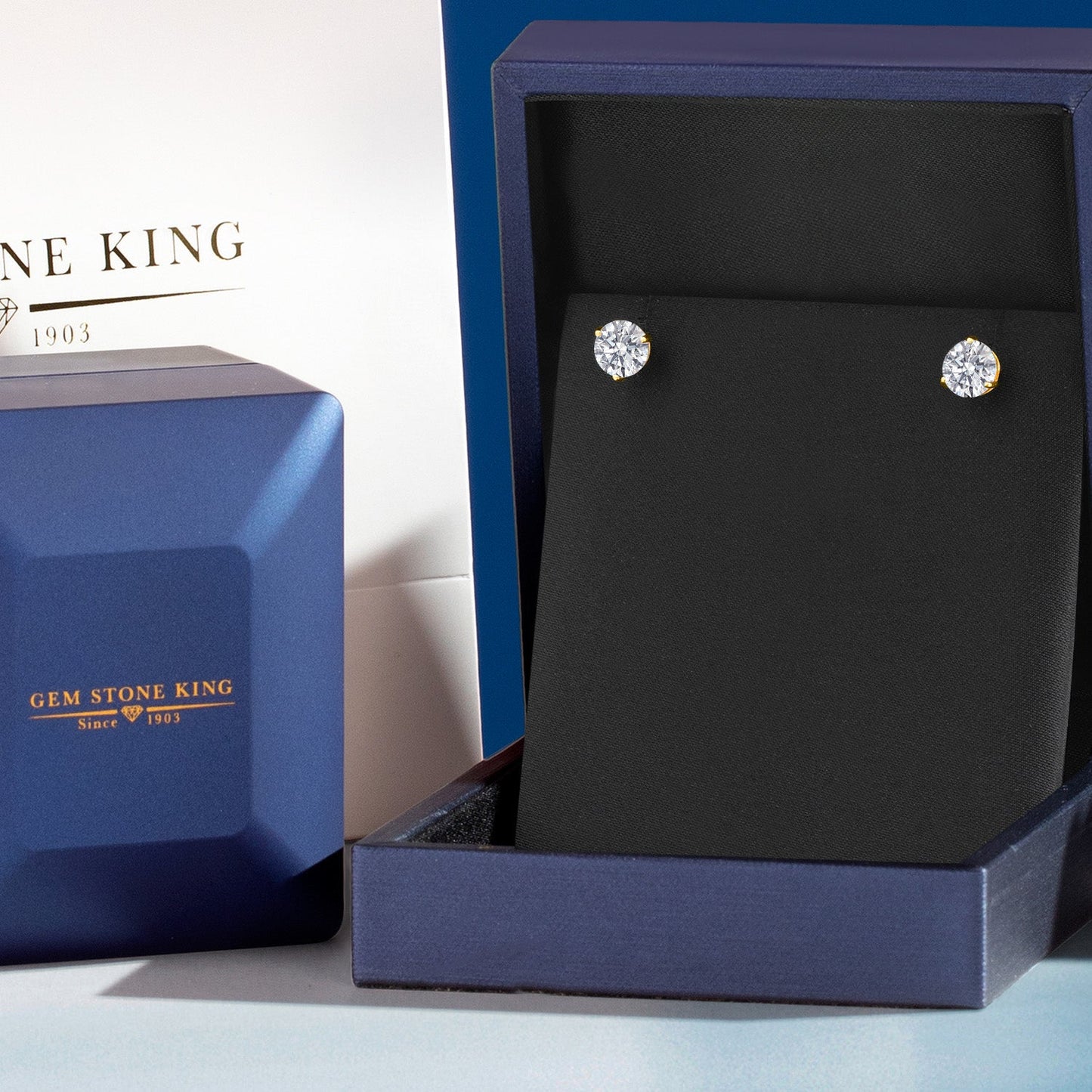 2 Cttw 14K Yellow Gold IGI Certified Lab Grown Diamond 3 Prong Martini Screw Back Stud Earrings For Women Men | Each 1 Ct Round 6.5MM | E-F Color | VS1-VS2 Clarity