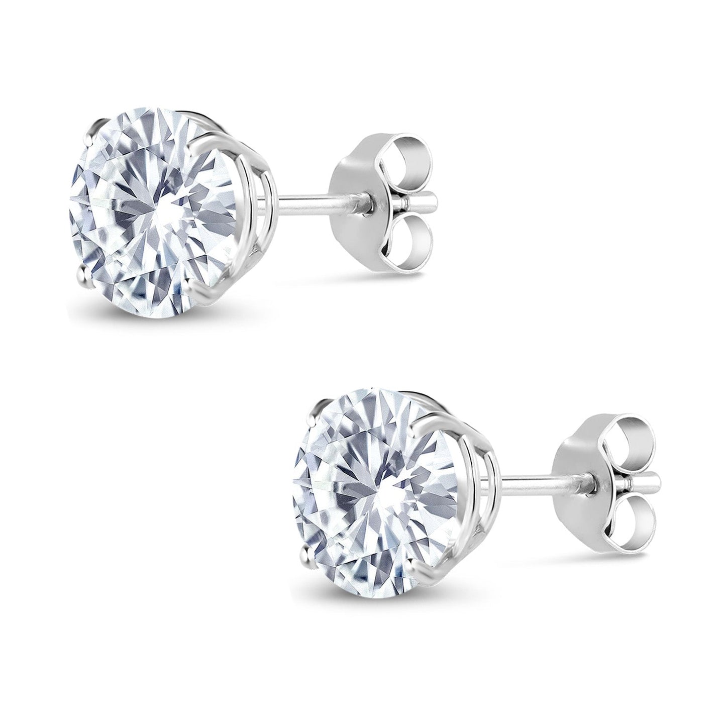 1.00 Cttw Round White Lab Grown Diamond 18K White Gold Stud Earrings | Gold Earrings For Women Men
