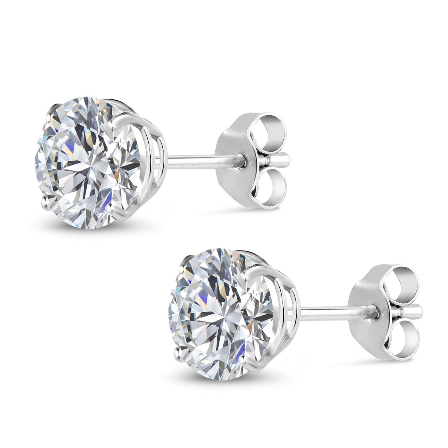 2.00 Cttw 18K White Gold IGI Certified Lab Grown Diamond Stud Earrings For Women Men | Each 1 Ct Round 6.5MM Diamond | E-F Color | VS1-VS2 Clarity