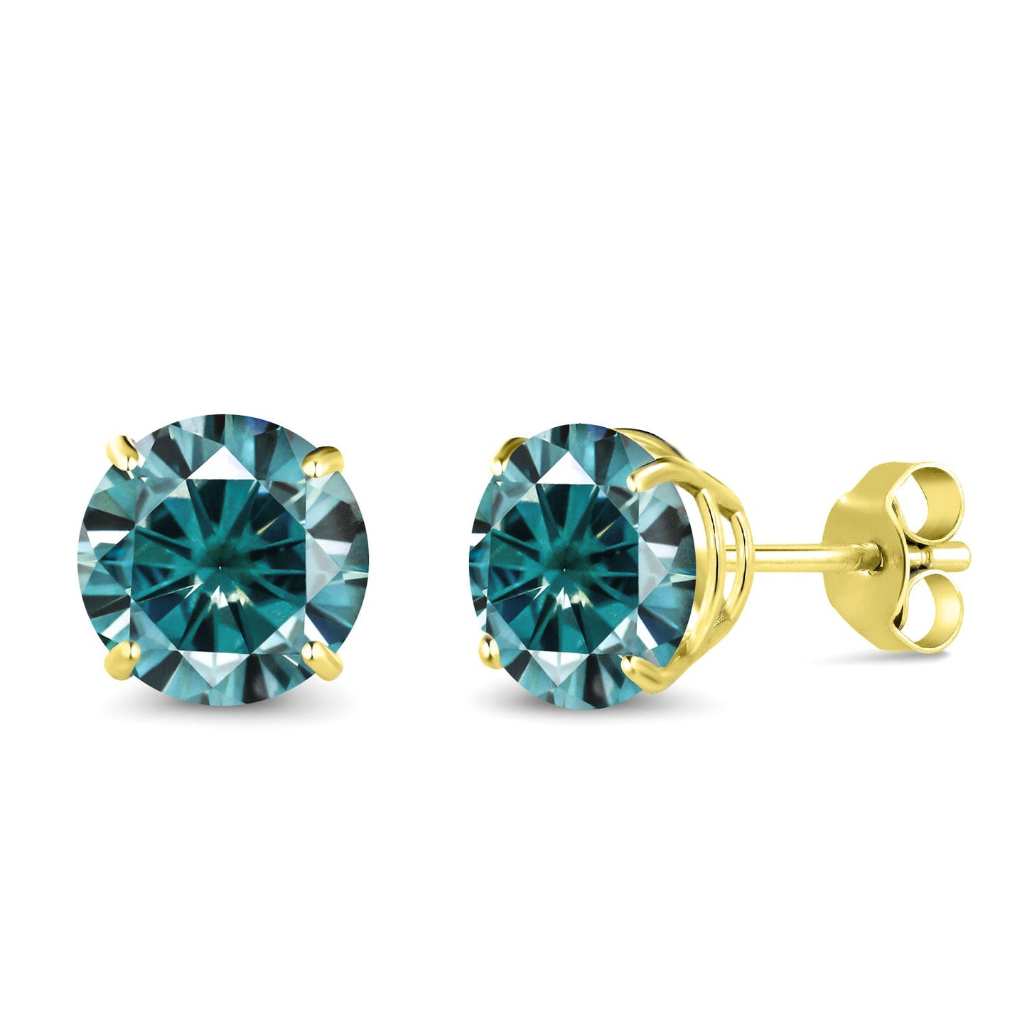 Solid 14K Gold Round Gemstone Birthstone Stud Earrings | Round 6.5MM | 4-Prong Setting Gold Earrings For Women Men