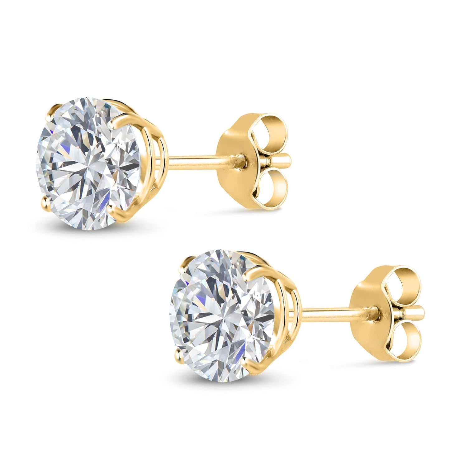 2 Ct Round Cut 14K Yellow Gold IGI Certified Lab Grown Diamond Earrings | E-F Color | VS1-VS2 Clarity | Gold Earrings For Women Men