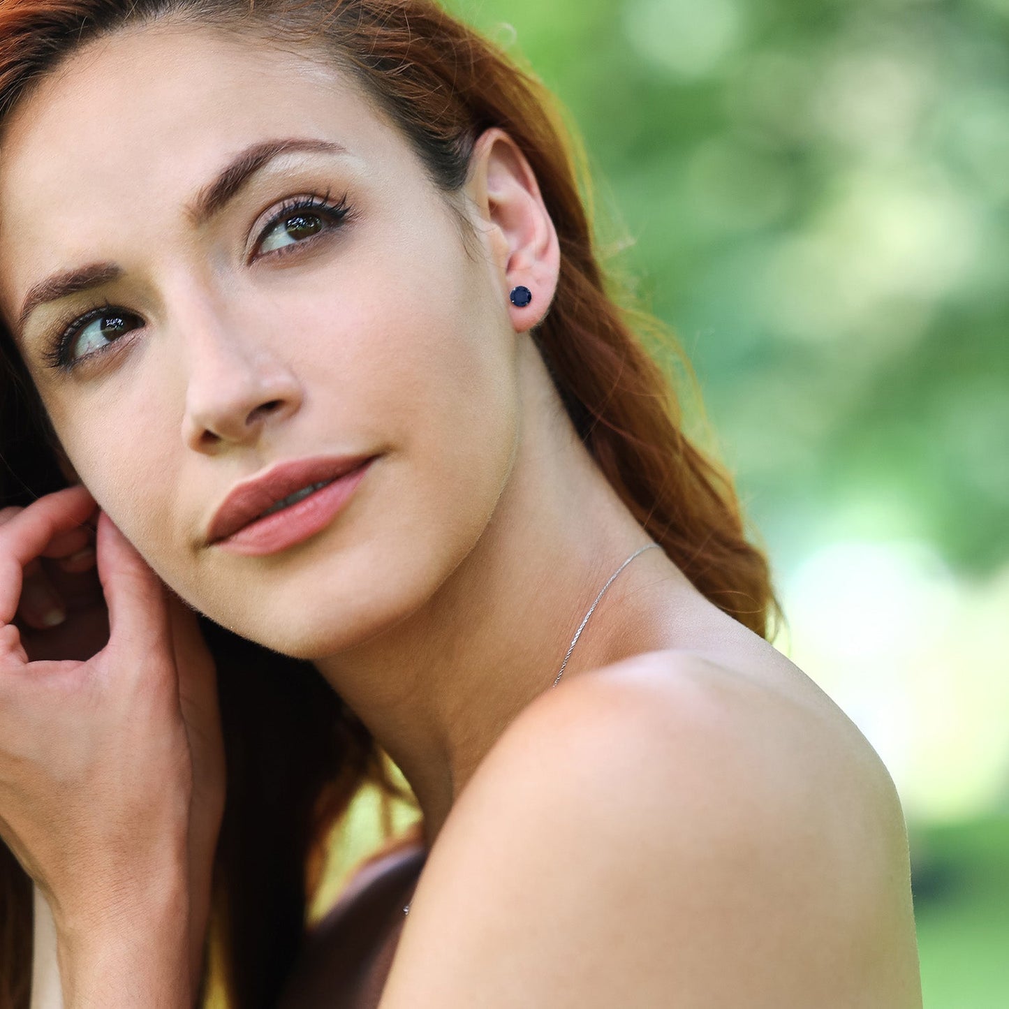 14K White Gold 6MM Round Gemstone Birthstone Screw Back Stud Earrings | White Gold Stud Earrings For Women Men