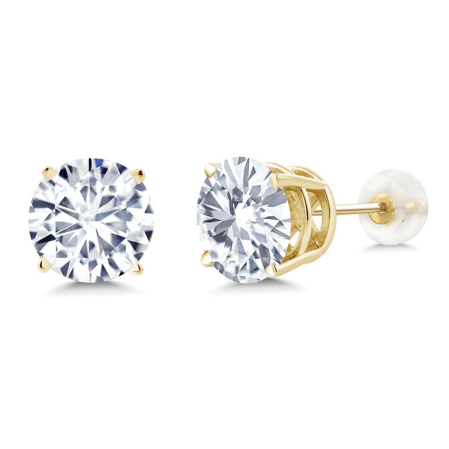 14K Gold Round Gemstone Birthstone Stud Earrings | Round 8MM | Solid Gold Earrings For Women Men