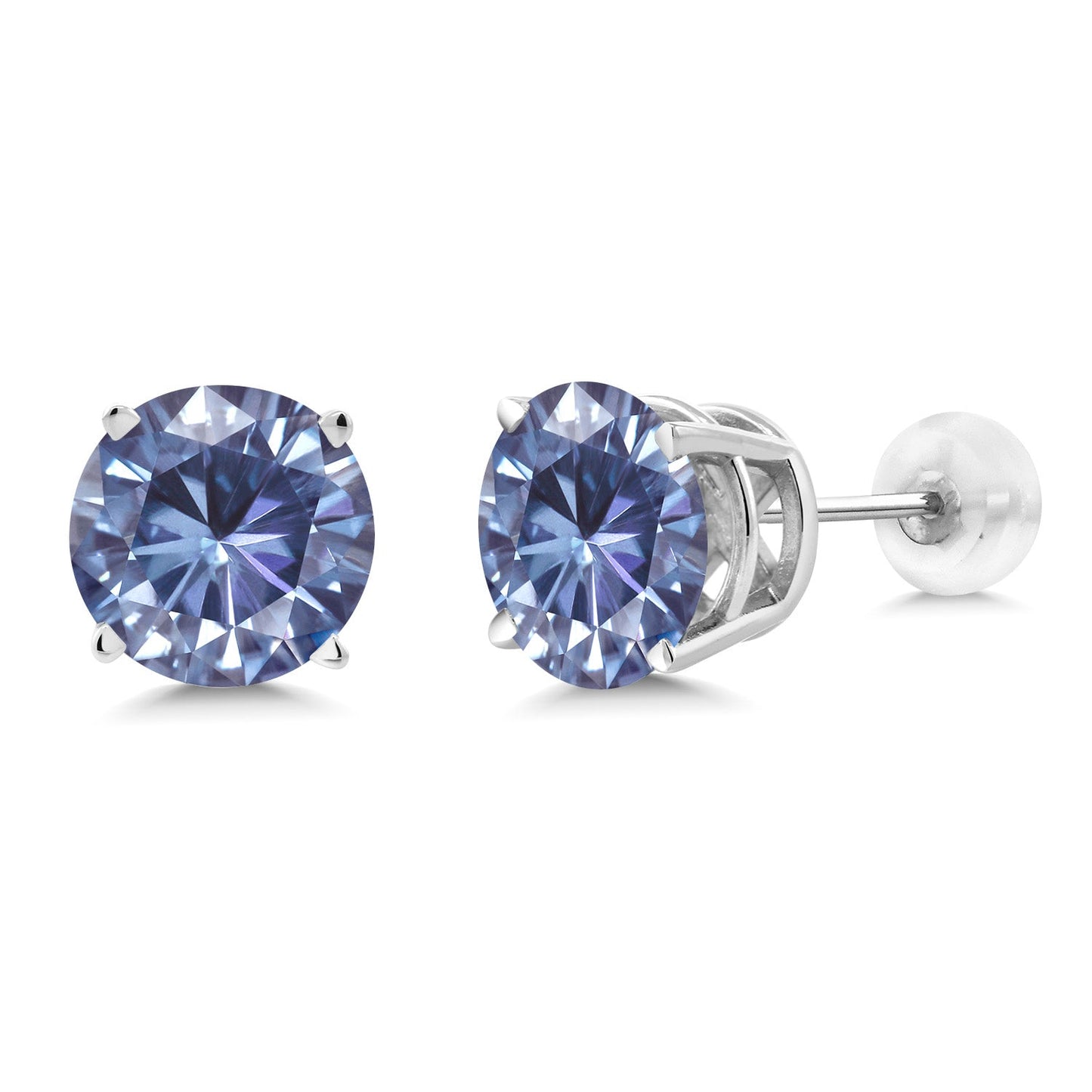 14K Gold Round Gemstone Birthstone Stud Earrings | Round 8MM | Solid Gold Earrings For Women Men