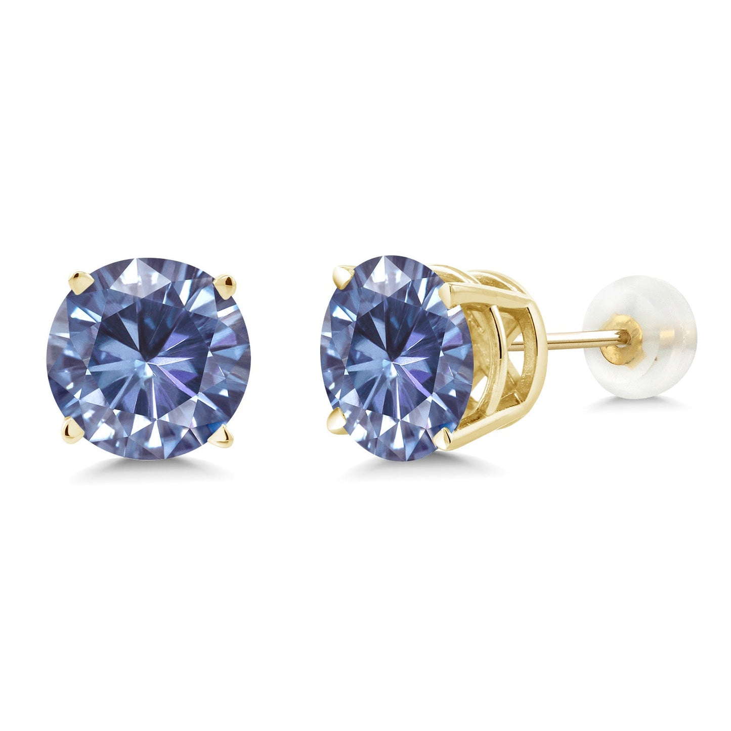 14K Gold Round Gemstone Birthstone Stud Earrings | Round 8MM | Solid Gold Earrings For Women Men