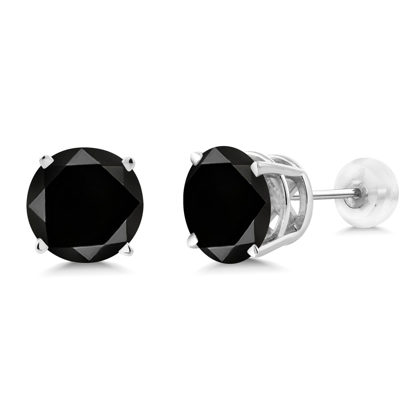 14K Gold Round Gemstone Birthstone Stud Earrings | Round 8MM | Solid Gold Earrings For Women Men