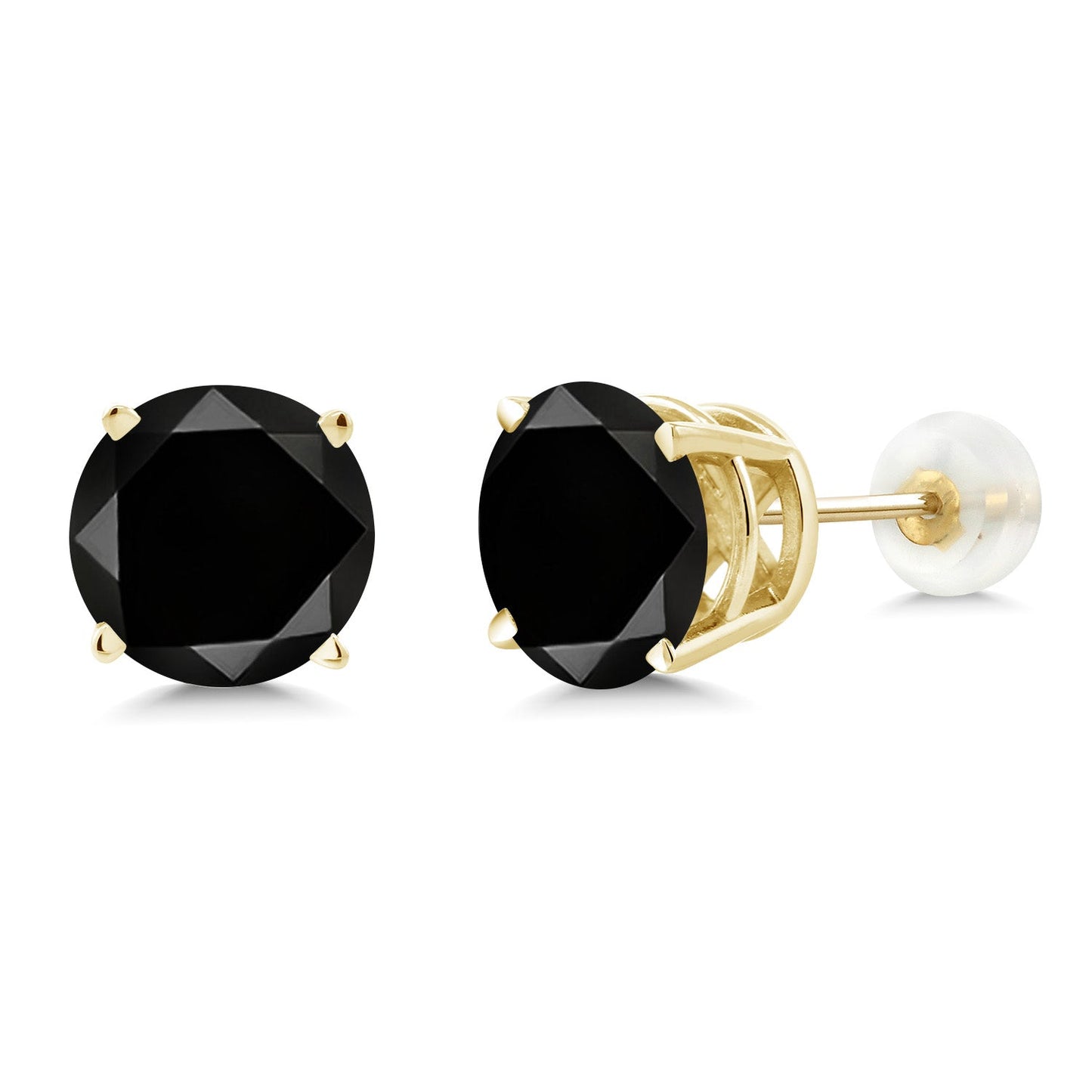 14K Gold Round Gemstone Birthstone Stud Earrings | Round 8MM | Solid Gold Earrings For Women Men