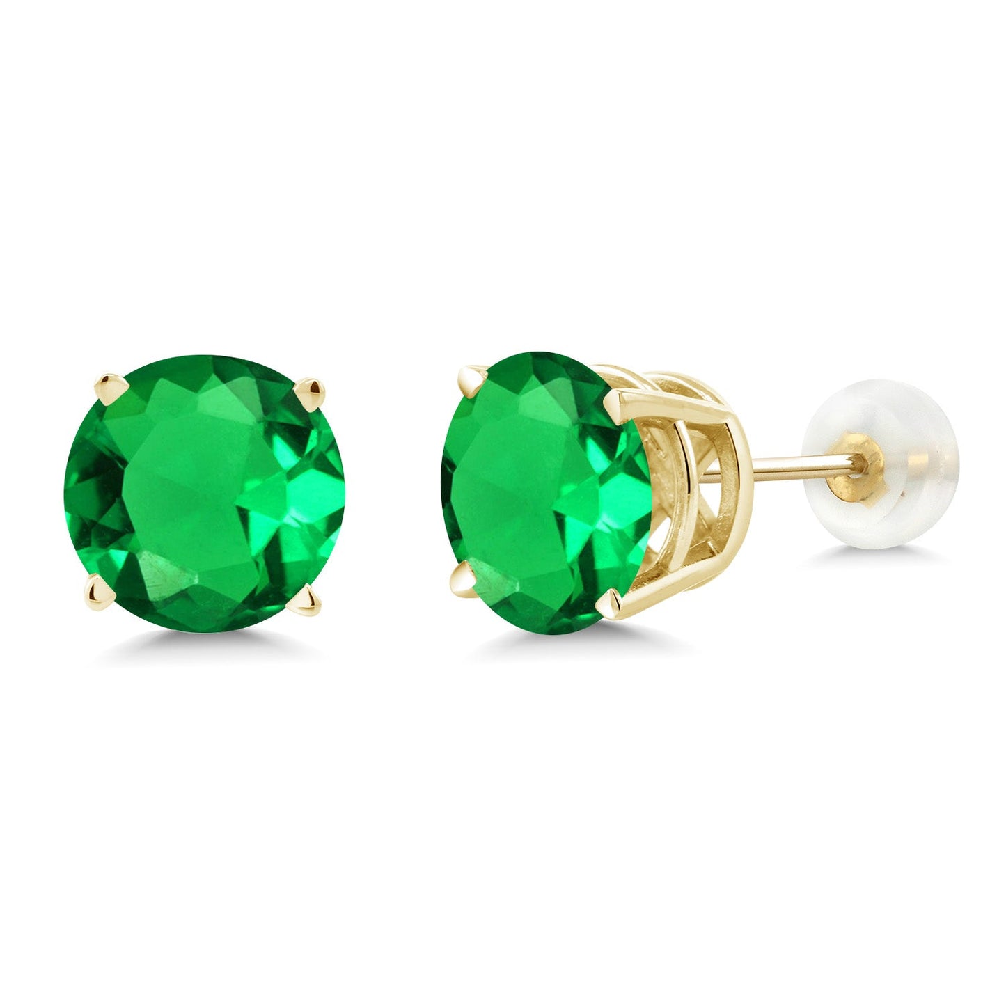 14K Gold Round Gemstone Birthstone Stud Earrings | Round 8MM | Solid Gold Earrings For Women Men