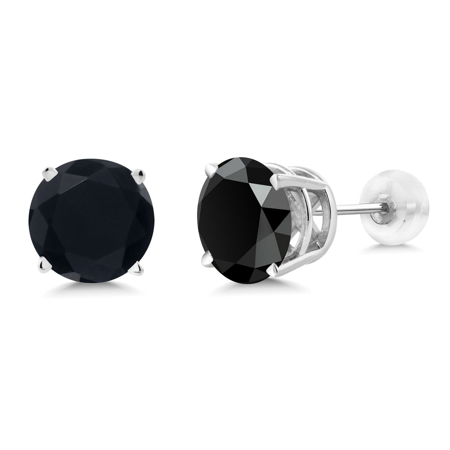 14K Gold Round Gemstone Birthstone Stud Earrings | Round 8MM | Solid Gold Earrings For Women Men