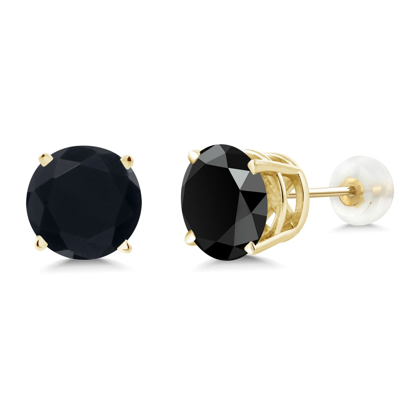 14K Gold Round Gemstone Birthstone Stud Earrings | Round 8MM | Solid Gold Earrings For Women Men