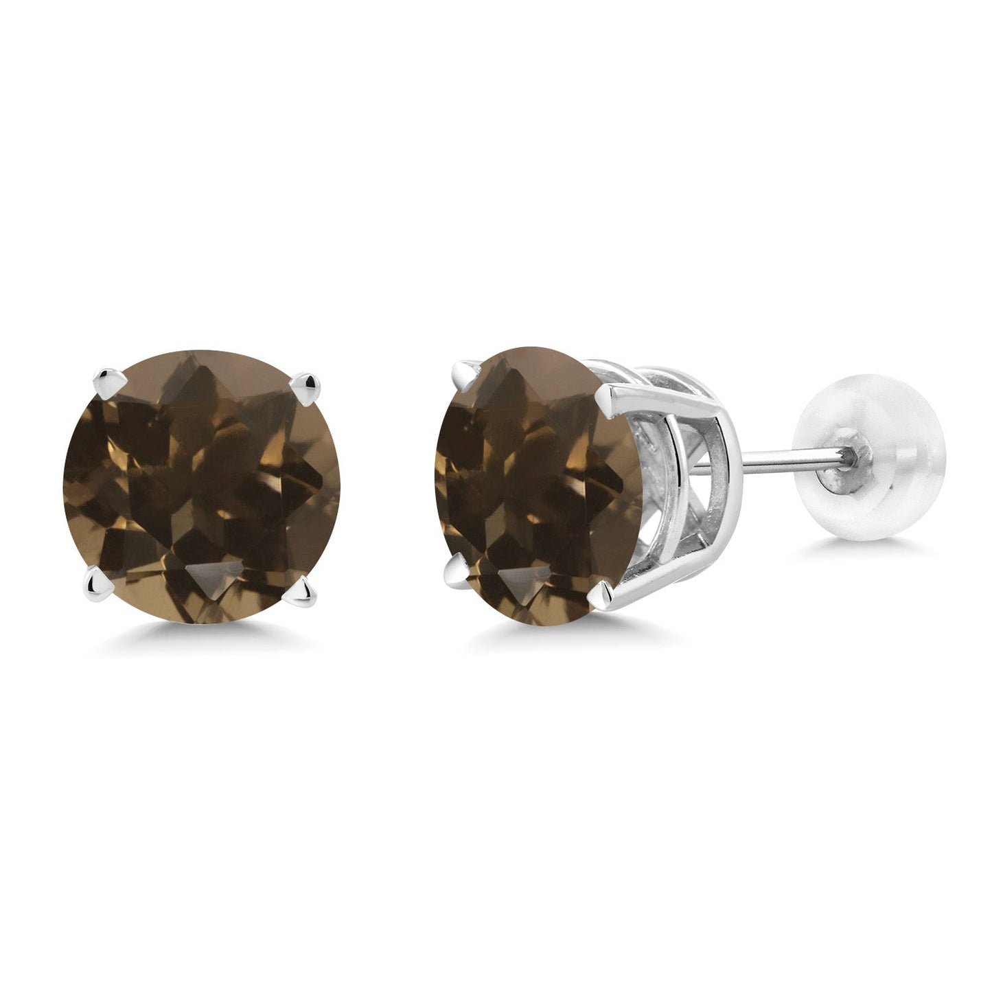 14K Gold Round Gemstone Birthstone Stud Earrings | Round 8MM | Solid Gold Earrings For Women Men