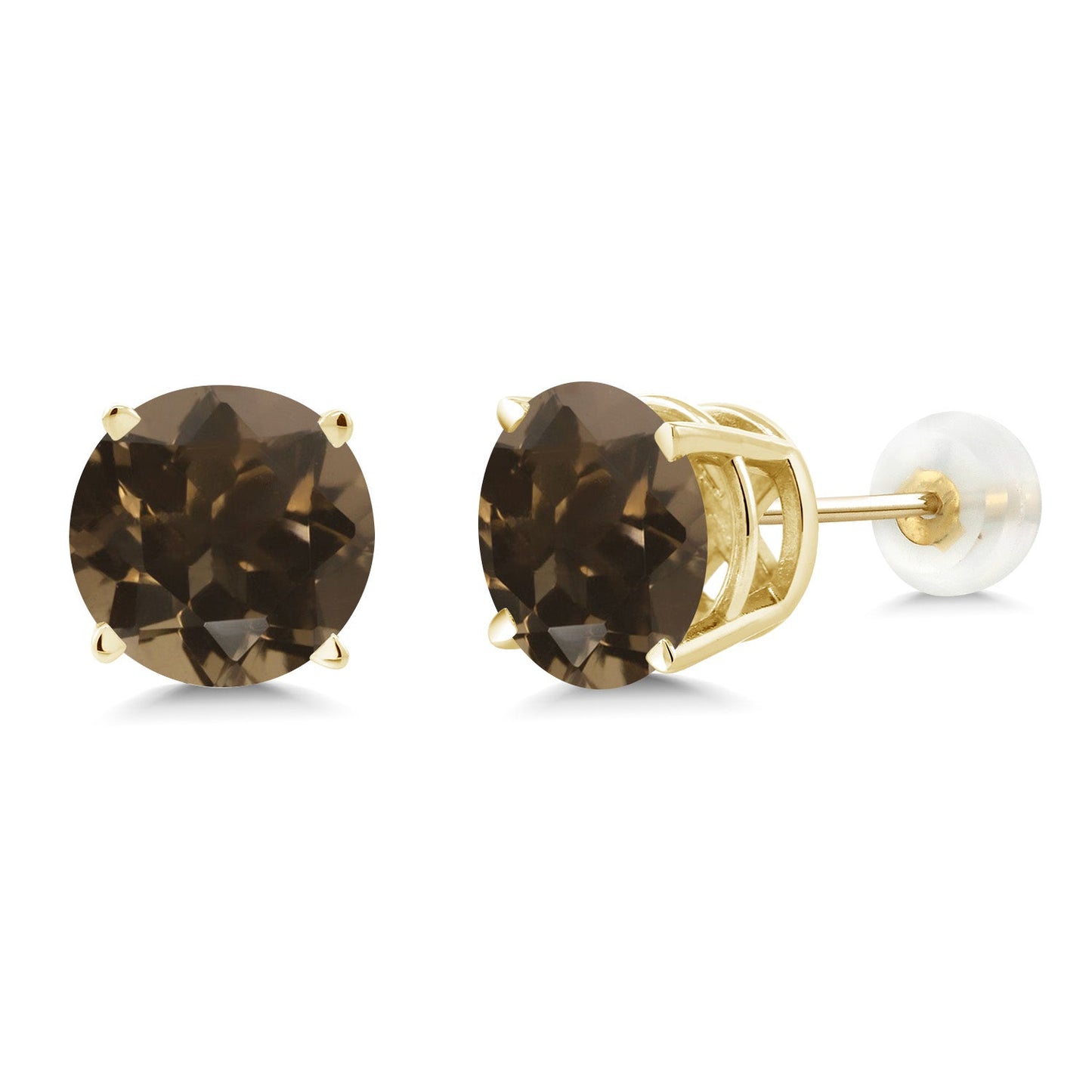 14K Gold Round Gemstone Birthstone Stud Earrings | Round 8MM | Solid Gold Earrings For Women Men