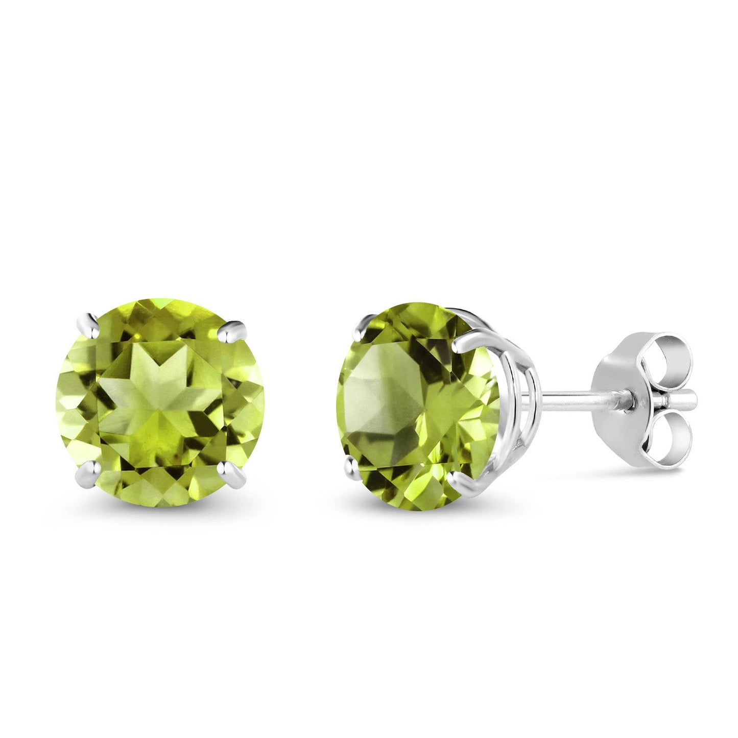 10K White Gold Round 7MM Gemstone Birthstone Stud Earrings For Women Men | Gold Earrings For Women