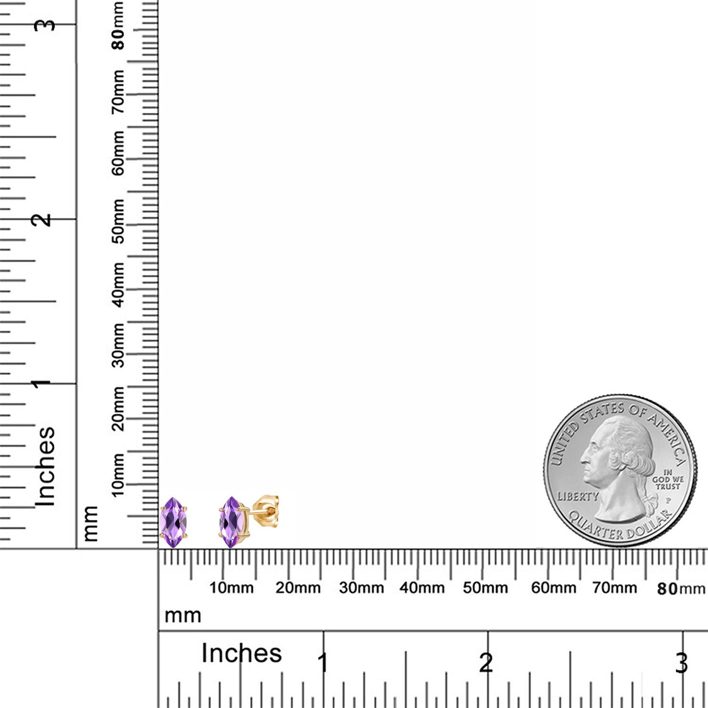 14K Yellow Gold 8X4MM Marquise Cut Gemstone Birthstone Stud Earrings | Double Notch | Gold Earrings For Women Men