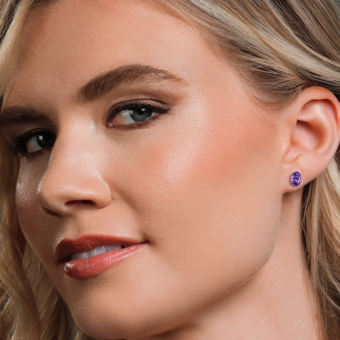 14K Yellow Gold 8X6MM Oval Gemstone Birthstone Stud Earrings | Double Notch | Gold Earrings For Women Men