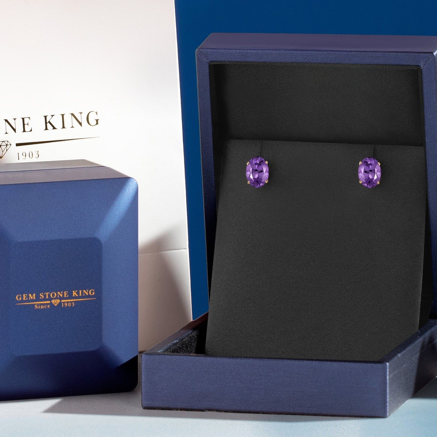 14K Yellow Gold 8X6MM Oval Gemstone Birthstone Stud Earrings | Double Notch | Gold Earrings For Women Men