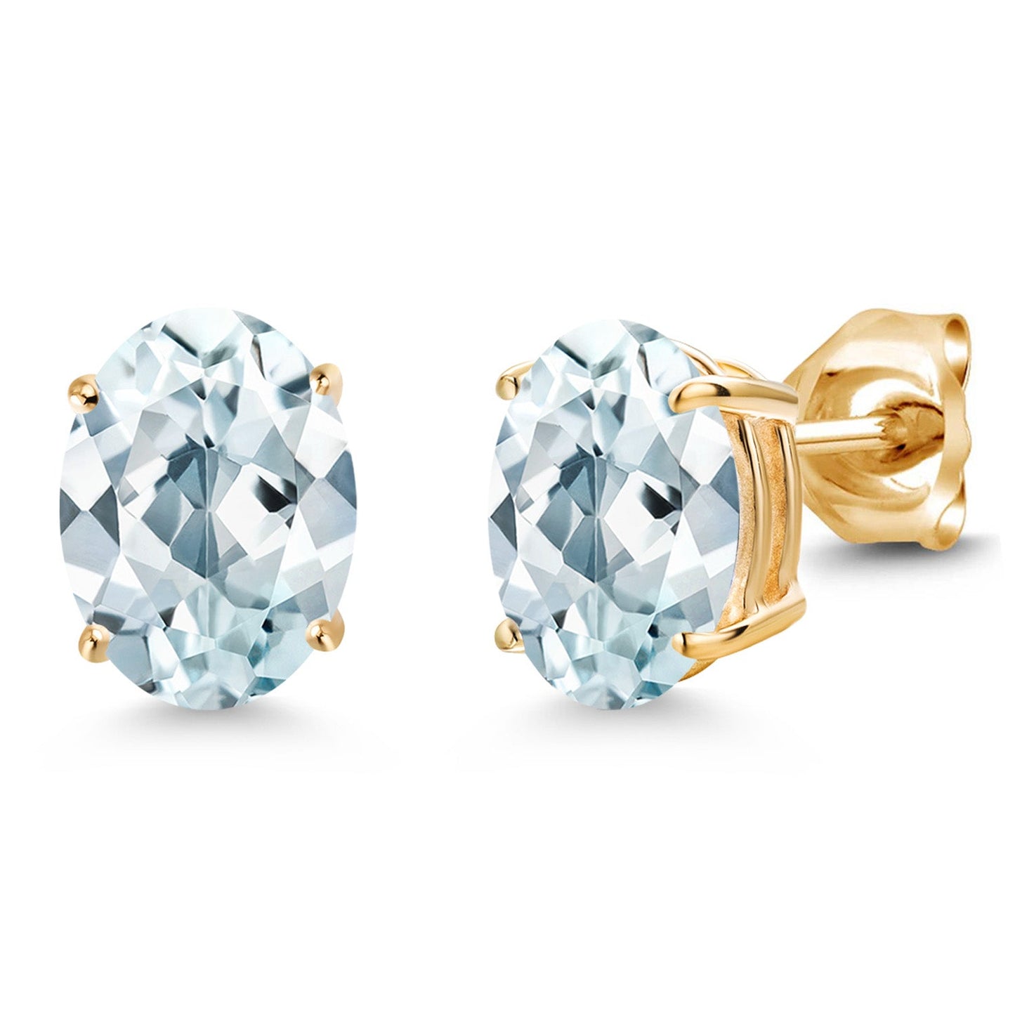 14K Yellow Gold 8X6MM Oval Gemstone Birthstone Stud Earrings | Double Notch | Gold Earrings For Women Men