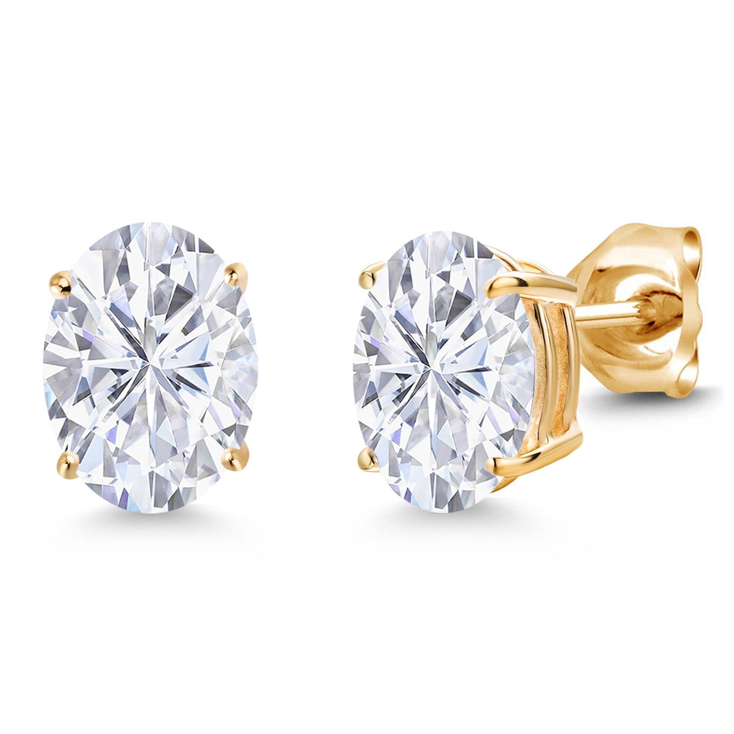 14K Yellow Gold 8X6MM Oval Gemstone Birthstone Stud Earrings | Double Notch | Gold Earrings For Women Men