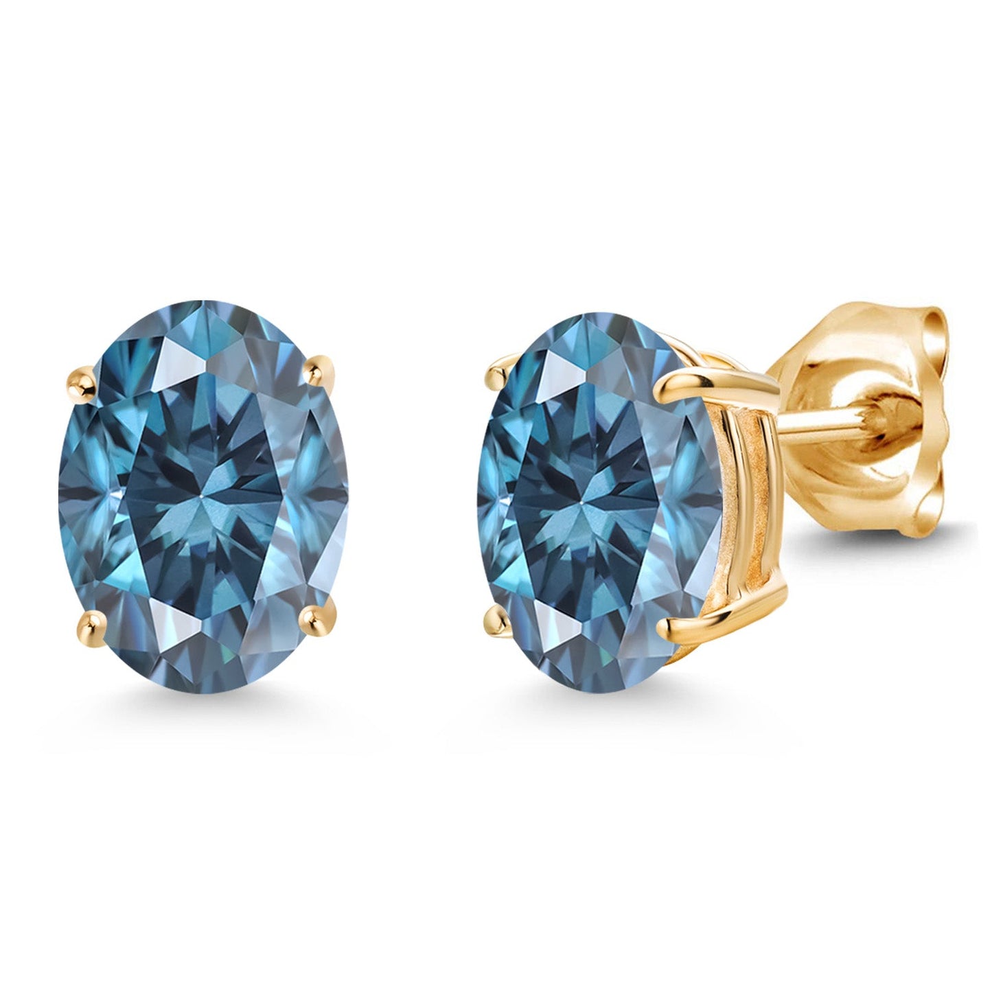 14K Yellow Gold 8X6MM Oval Gemstone Birthstone Stud Earrings | Double Notch | Gold Earrings For Women Men