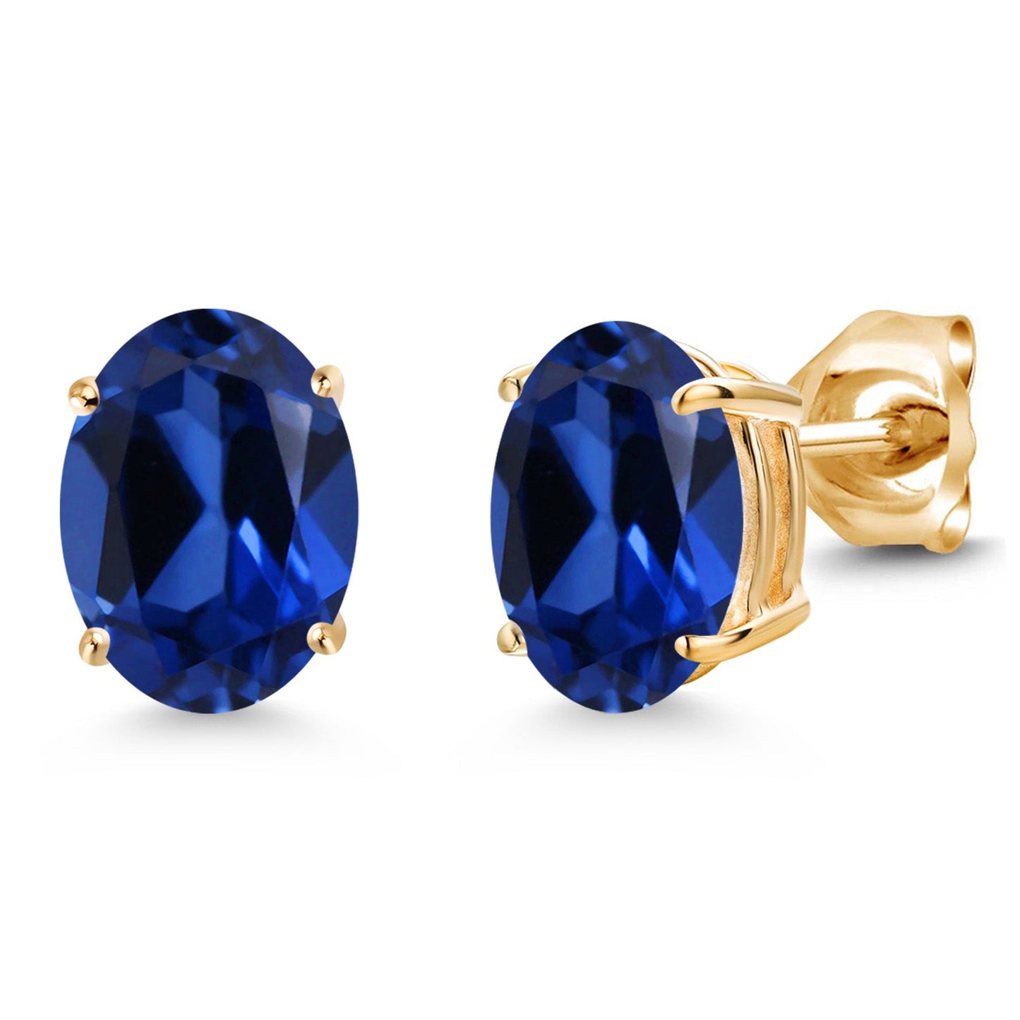 14K Yellow Gold 8X6MM Oval Gemstone Birthstone Stud Earrings | Double Notch | Gold Earrings For Women Men