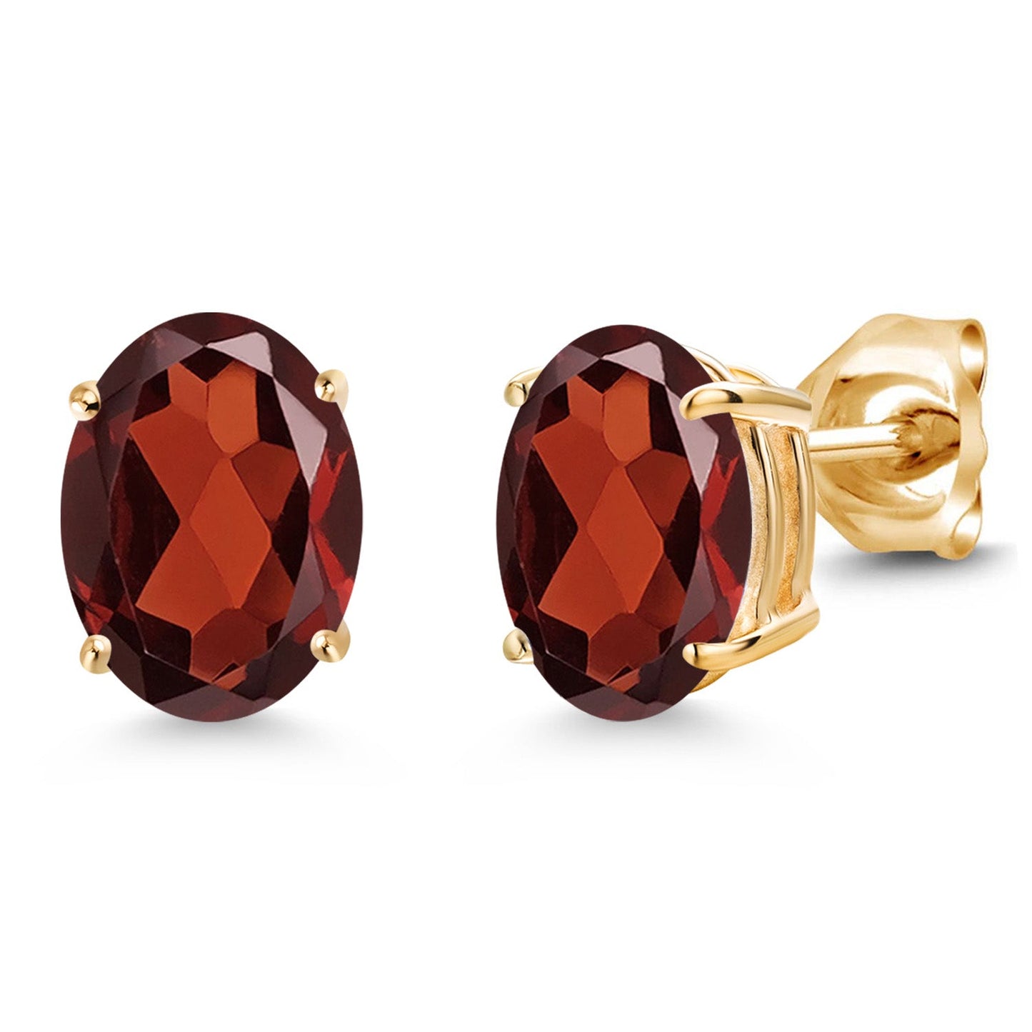 14K Yellow Gold 8X6MM Oval Gemstone Birthstone Stud Earrings | Double Notch | Gold Earrings For Women Men