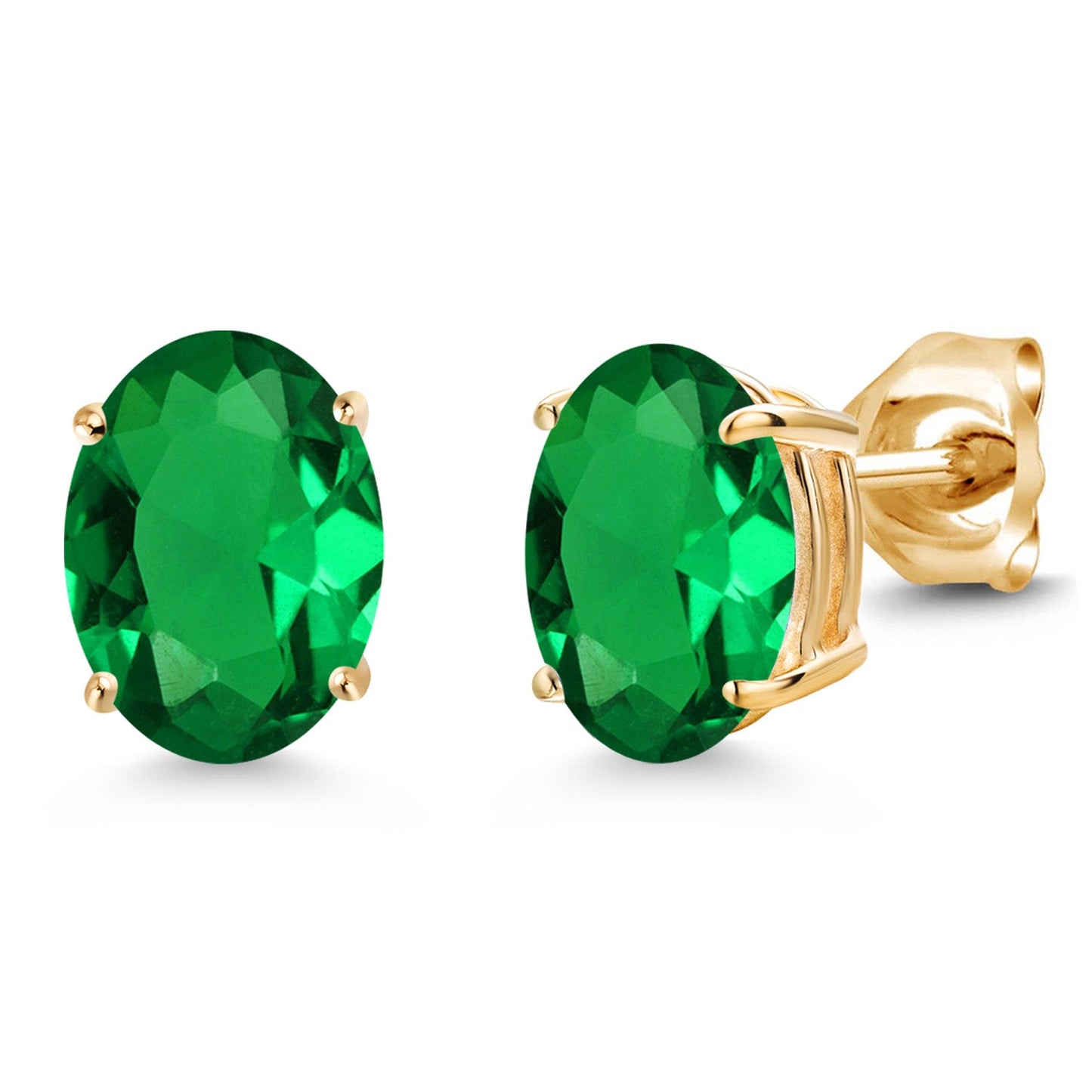 14K Yellow Gold 8X6MM Oval Gemstone Birthstone Stud Earrings | Double Notch | Gold Earrings For Women Men