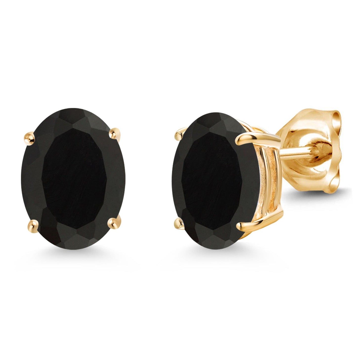 14K Yellow Gold 8X6MM Oval Gemstone Birthstone Stud Earrings | Double Notch | Gold Earrings For Women Men