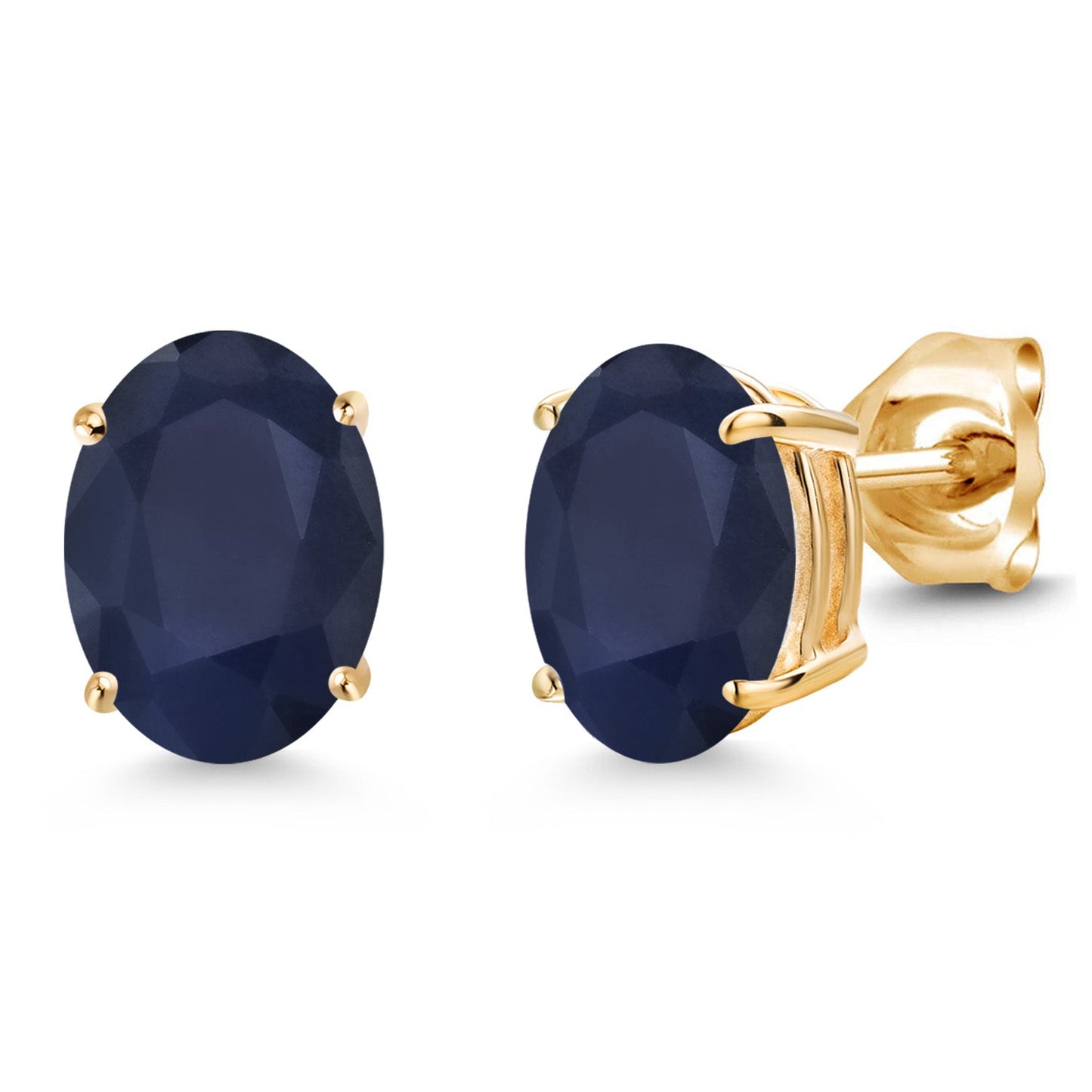 14K Yellow Gold 8X6MM Oval Gemstone Birthstone Stud Earrings | Double Notch | Gold Earrings For Women Men