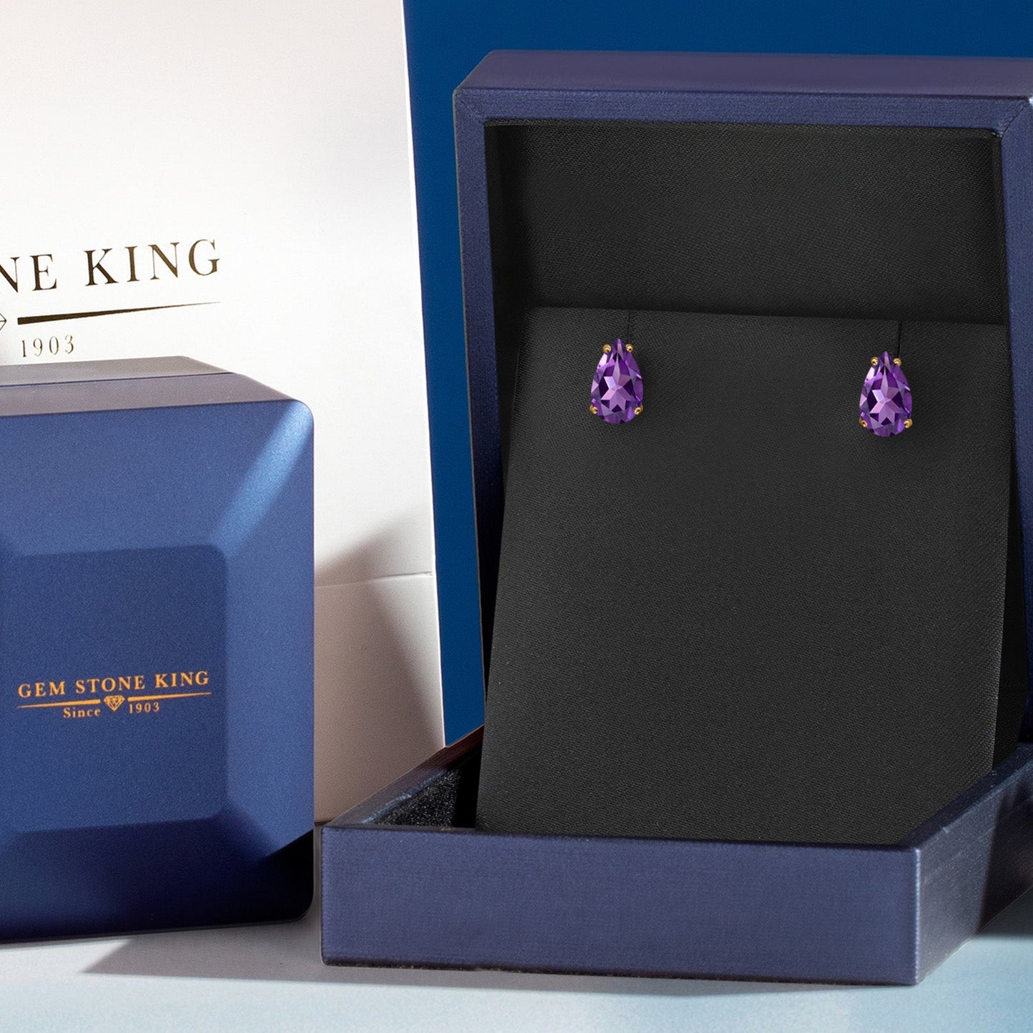 14K Yellow Gold Pear Shape 9X6MM Gemstone Birthstone Stud Earrings | Double Notch | Gold Earrings For Women Men