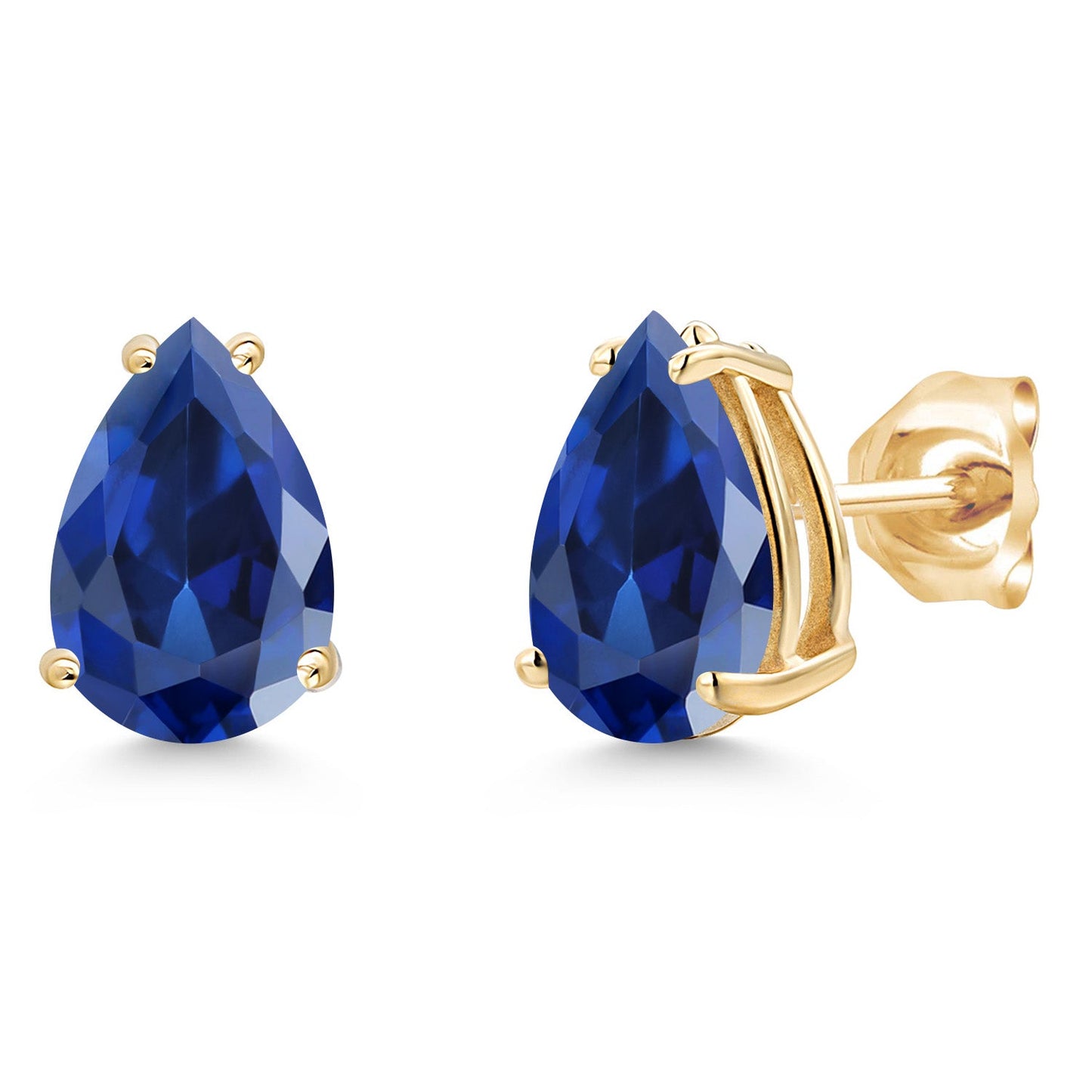 14K Yellow Gold Pear Shape 9X6MM Gemstone Birthstone Stud Earrings | Double Notch | Gold Earrings For Women Men