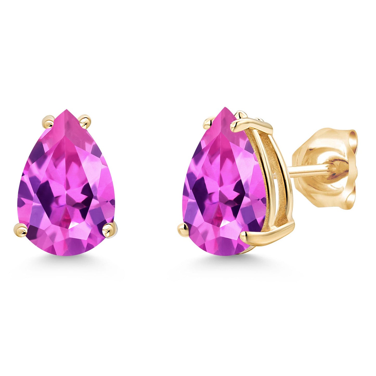 14K Yellow Gold Pear Shape 9X6MM Gemstone Birthstone Stud Earrings | Double Notch | Gold Earrings For Women Men