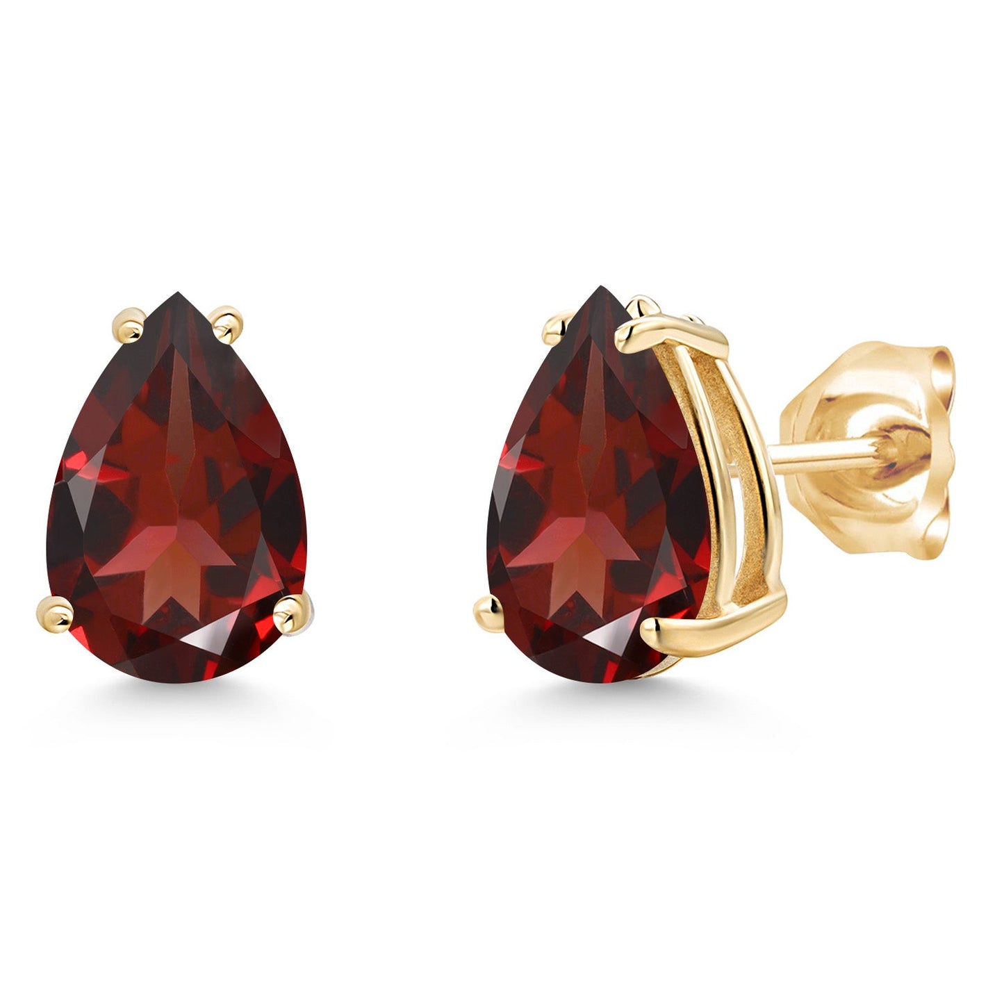 14K Yellow Gold Pear Shape 9X6MM Gemstone Birthstone Stud Earrings | Double Notch | Gold Earrings For Women Men