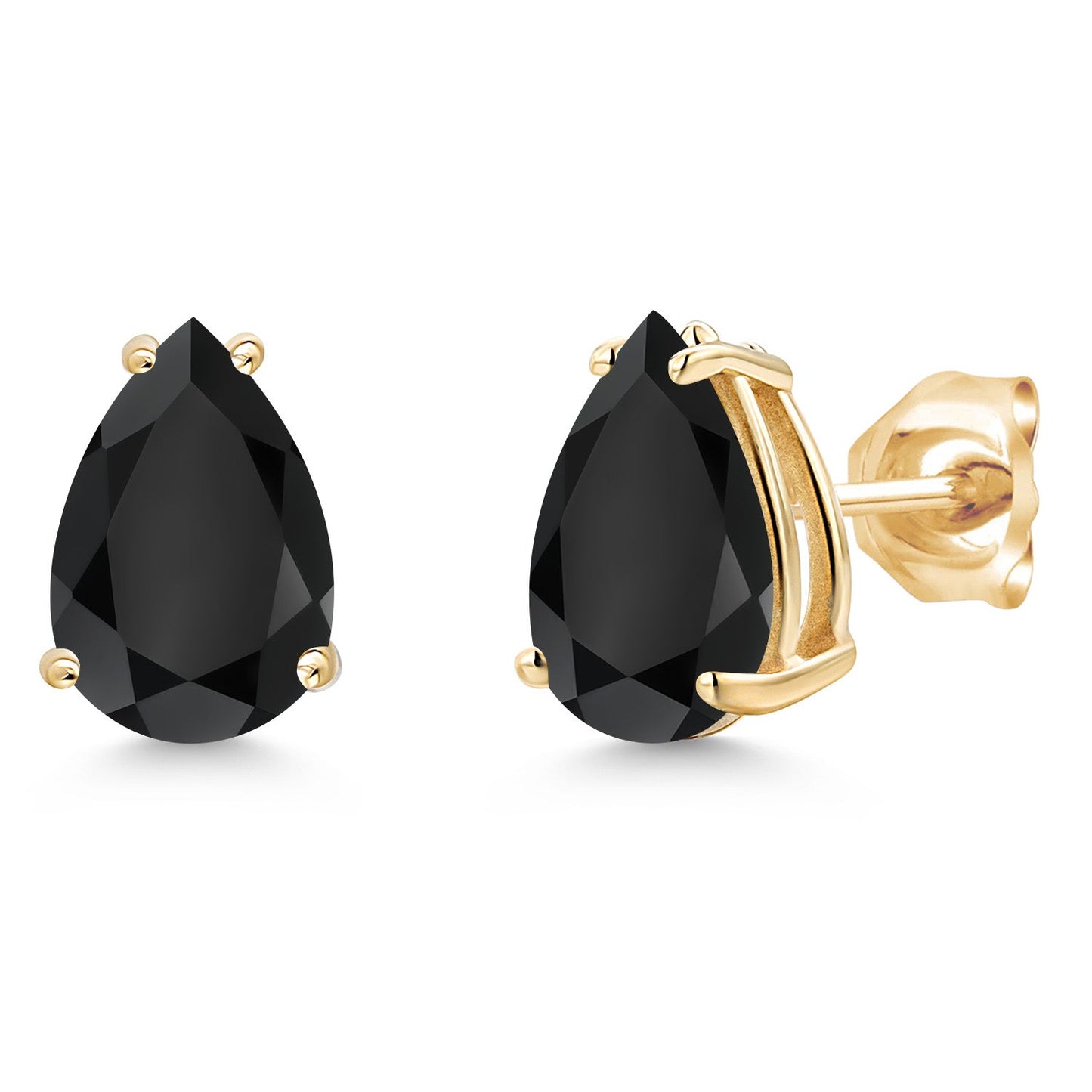 14K Yellow Gold Pear Shape 9X6MM Gemstone Birthstone Stud Earrings | Double Notch | Gold Earrings For Women Men