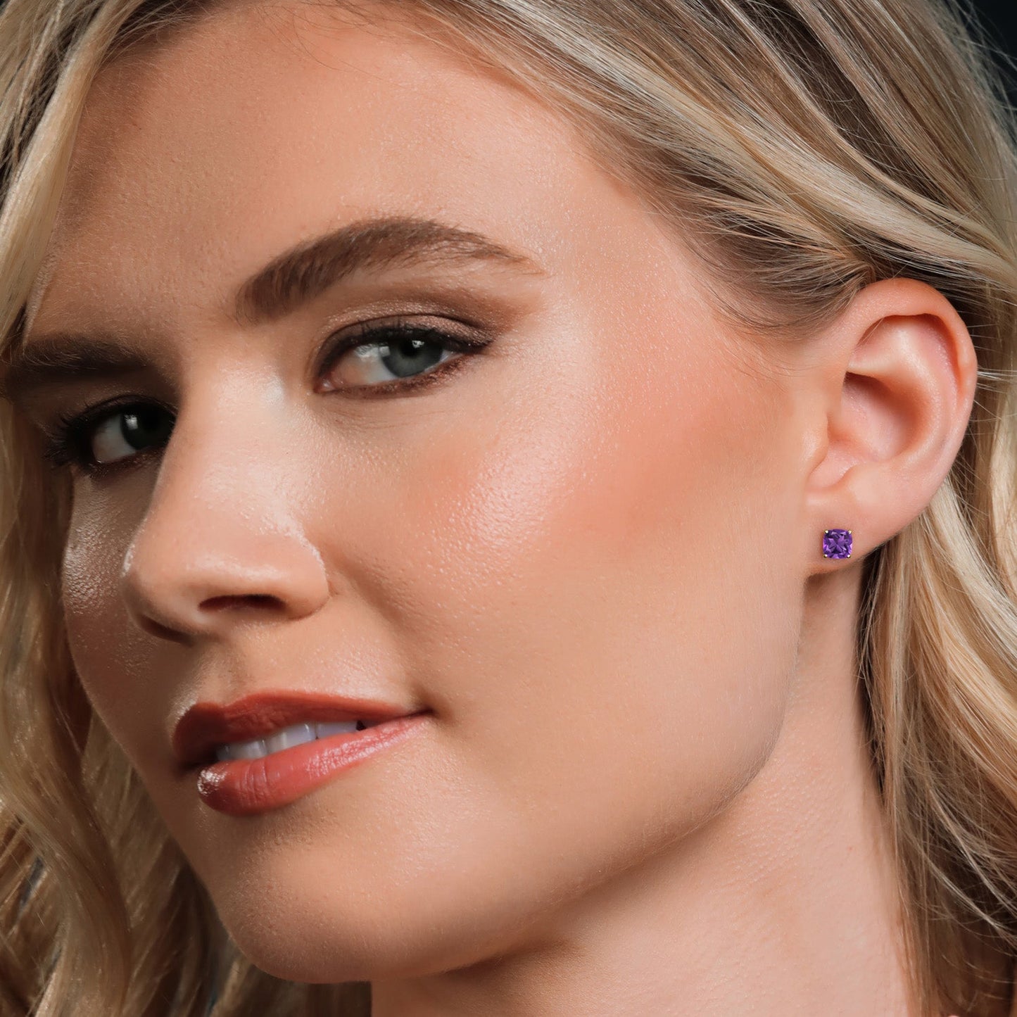 14K Yellow Gold 6MM Cushion Gemstone Birthstone Stud Earrings | Yellow Gold Earrings For Women Men