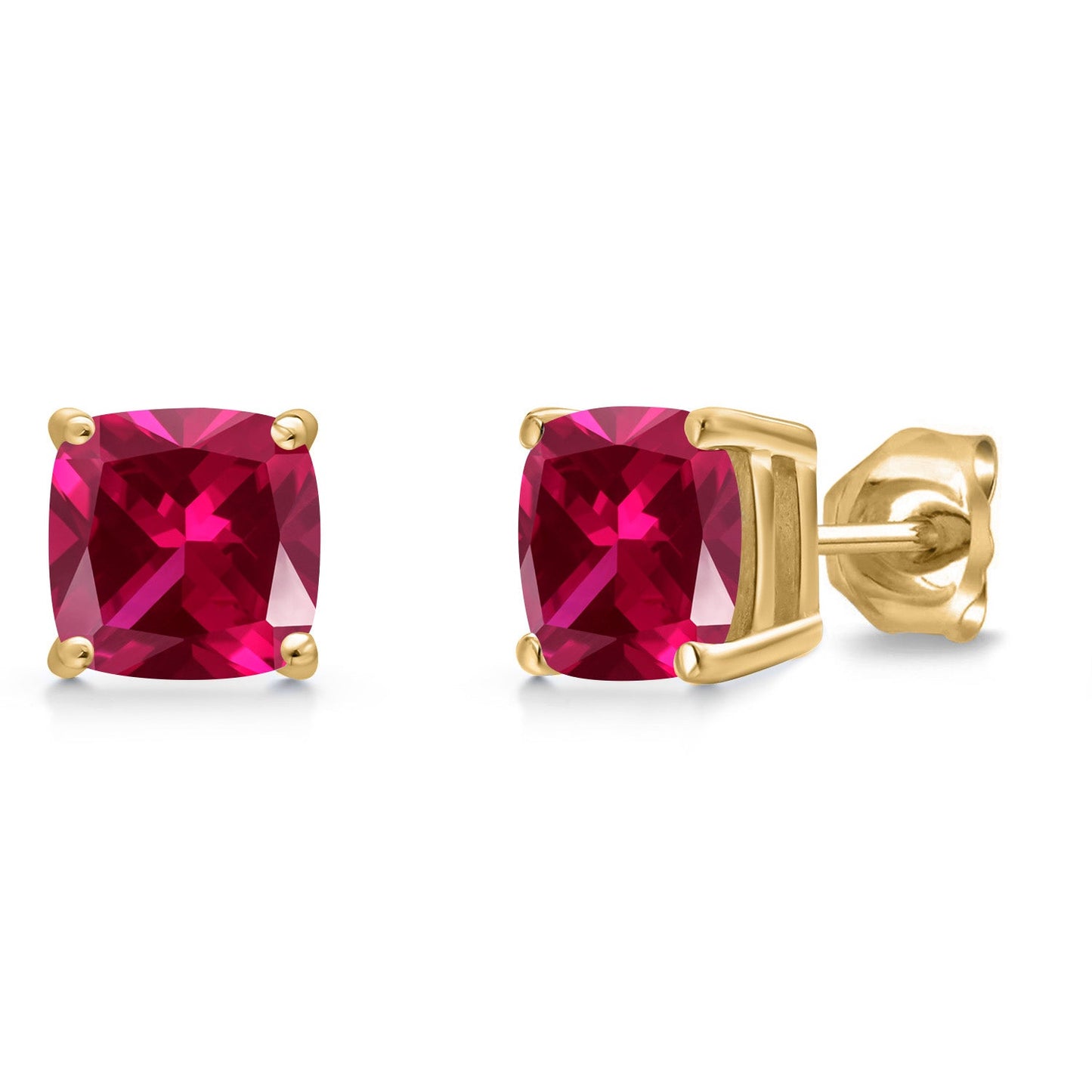 14K Yellow Gold 6MM Cushion Gemstone Birthstone Stud Earrings | Yellow Gold Earrings For Women Men