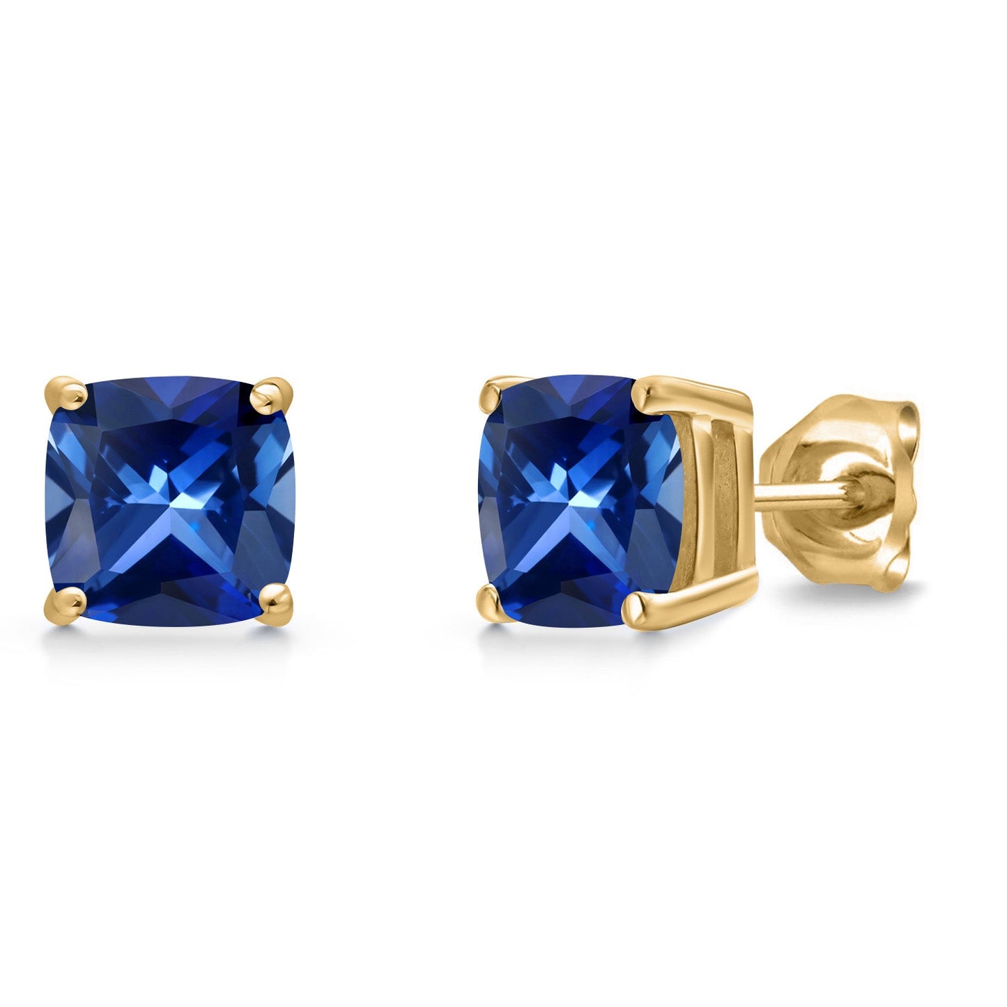 14K Yellow Gold 6MM Cushion Gemstone Birthstone Stud Earrings | Yellow Gold Earrings For Women Men